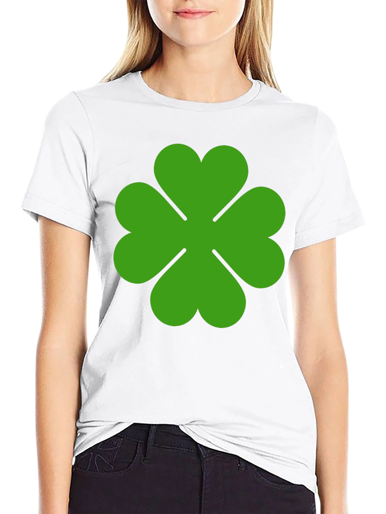 Lucky Green Clover Graphic Tee - Black