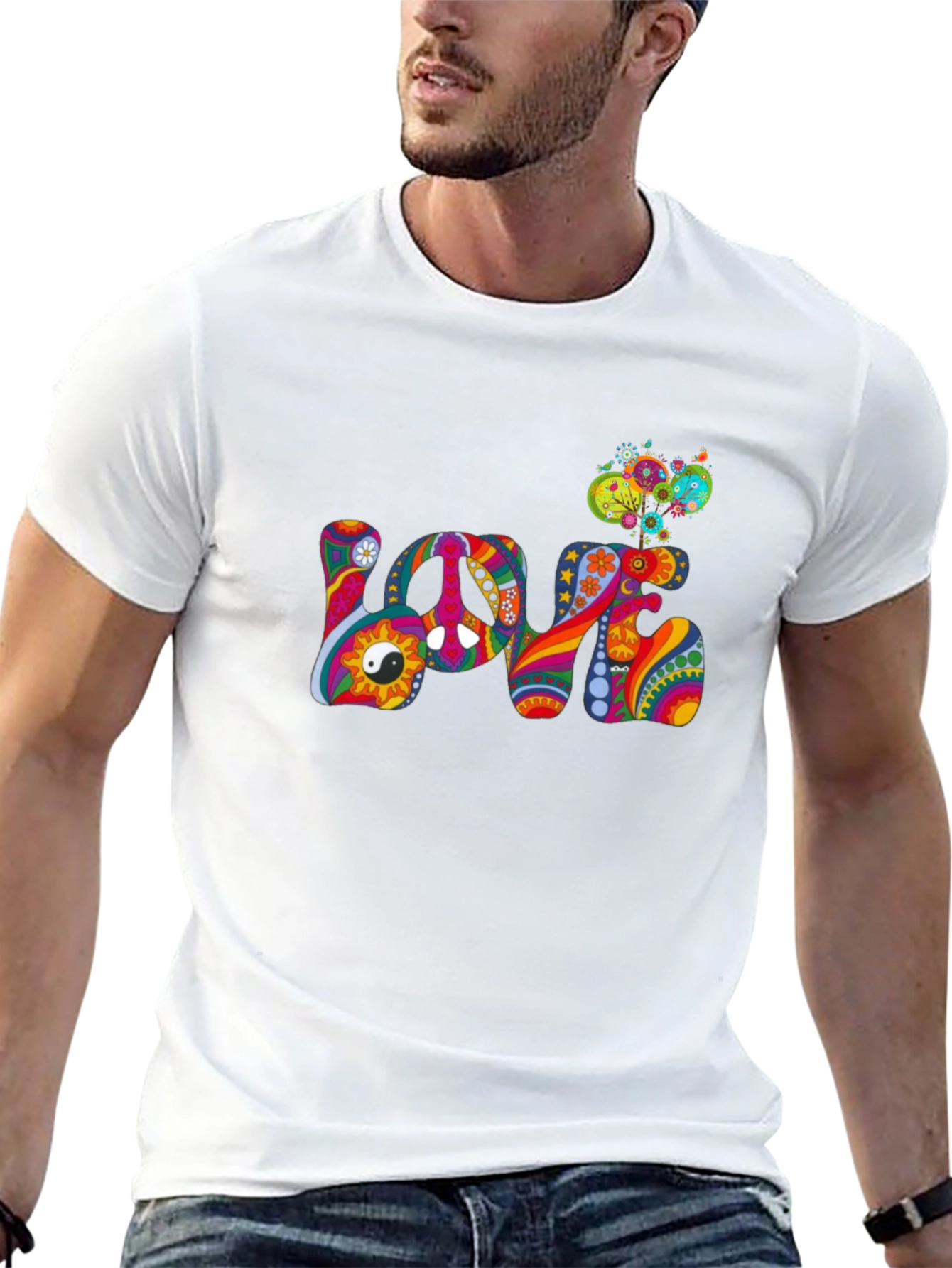 Retro Peace & Love Graphic T-Shirt