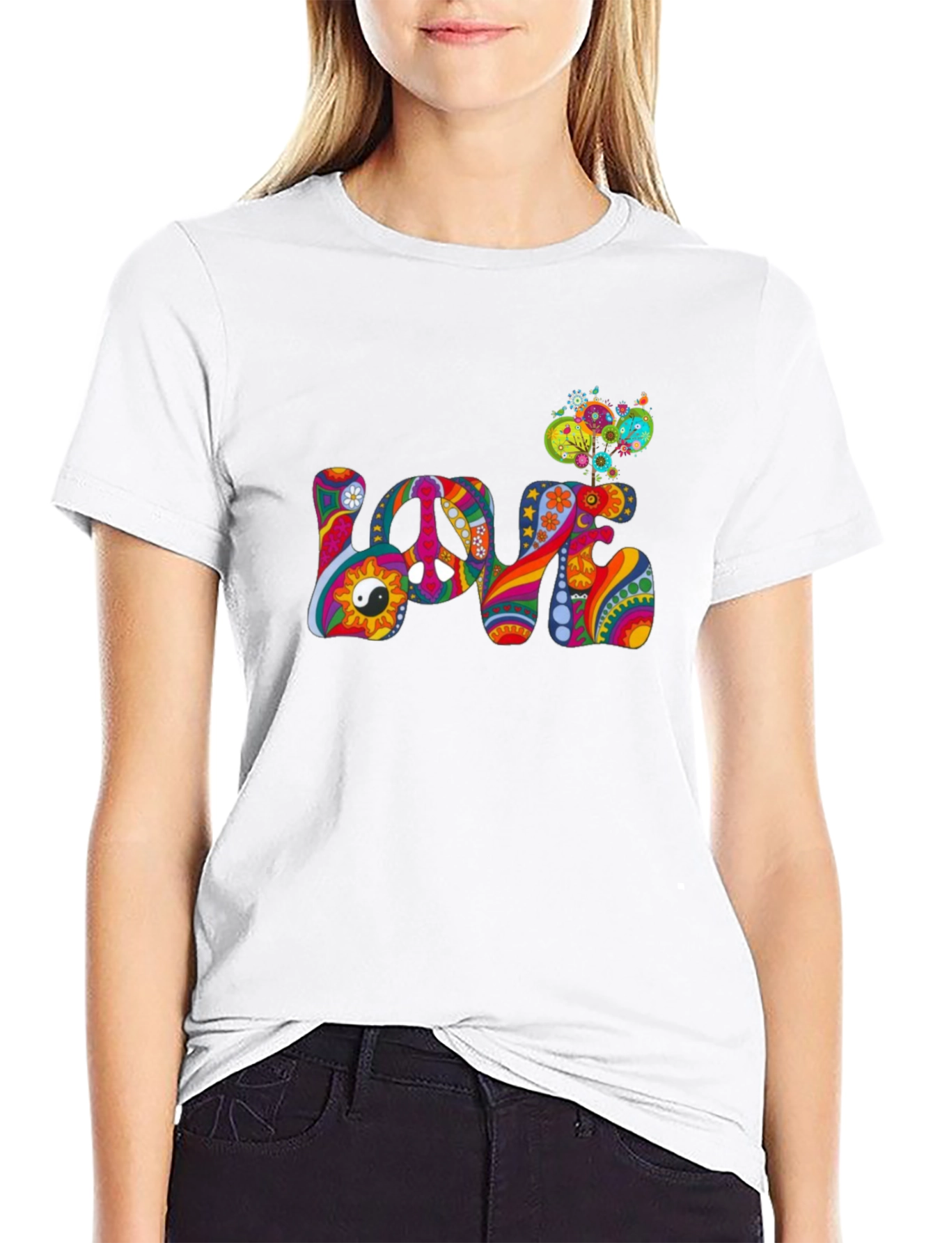 Retro Peace & Love Graphic T-Shirt