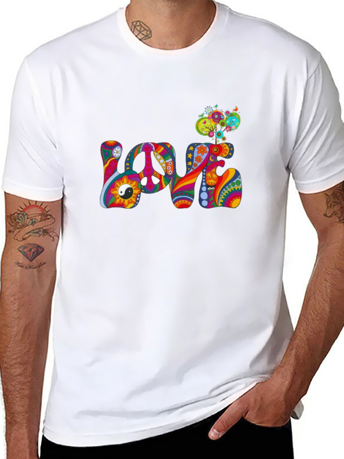 Retro Peace & Love Graphic T-Shirt