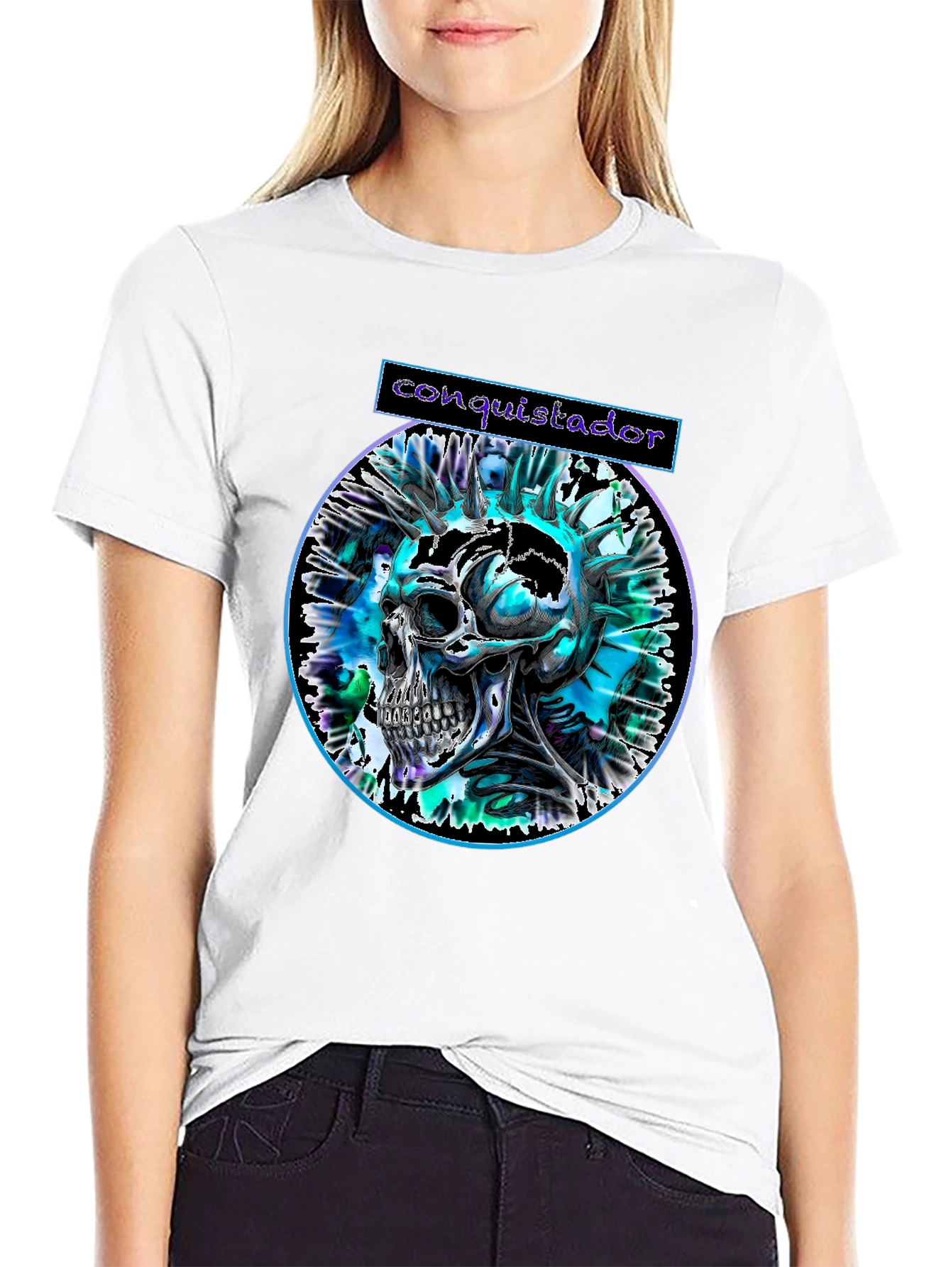 Conquistador Skull Graphic T-Shirt