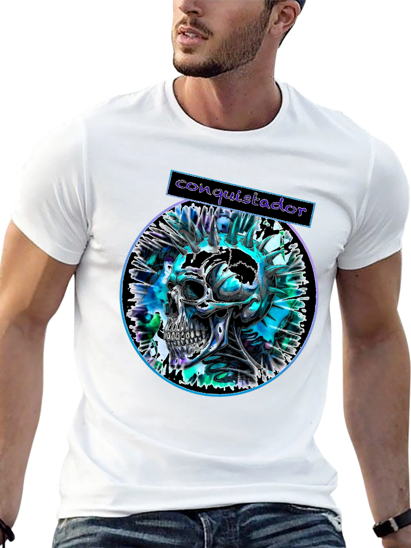 Conquistador Skull Graphic T-Shirt