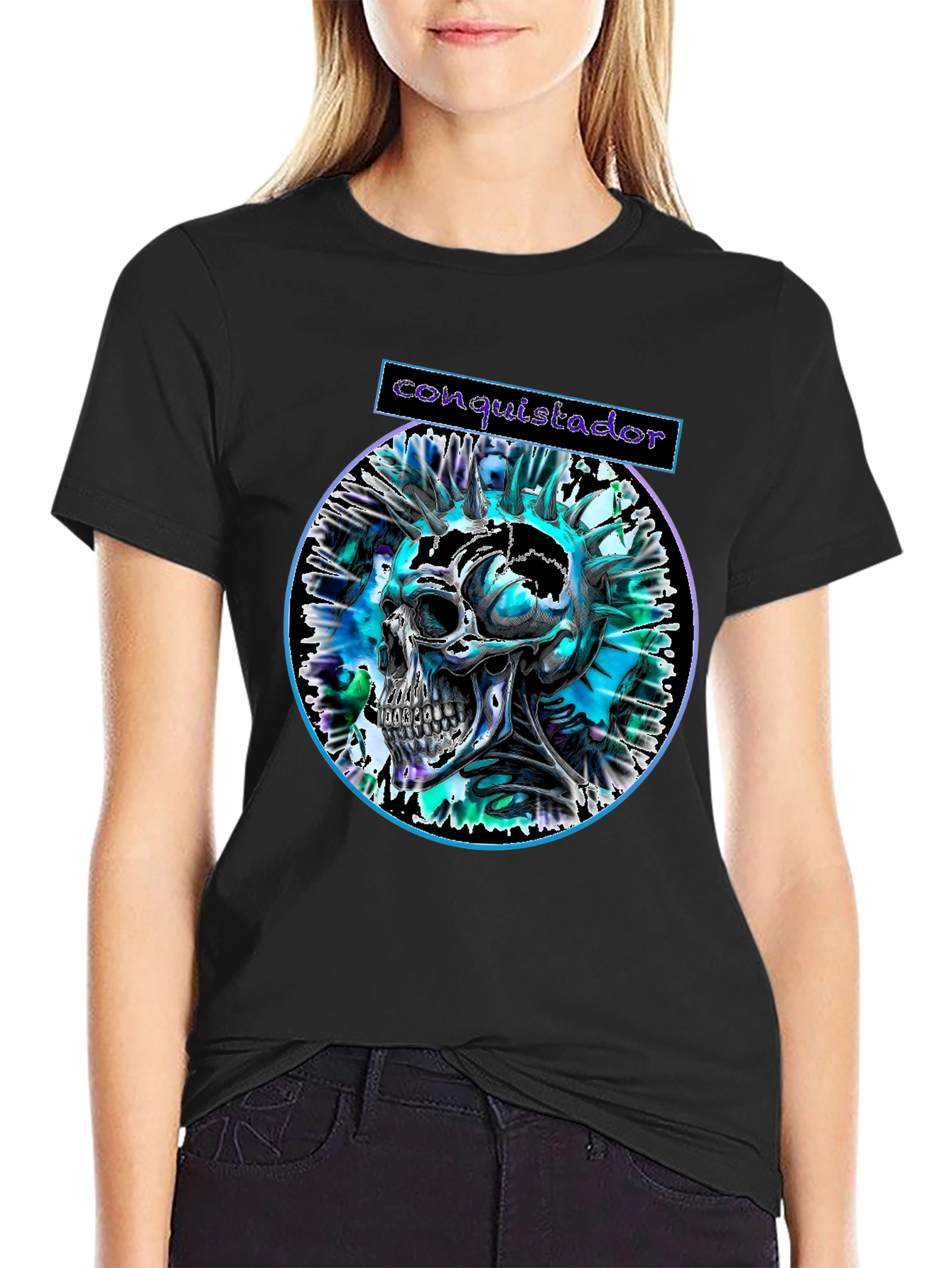 Conquistador Skull Graphic T-Shirt