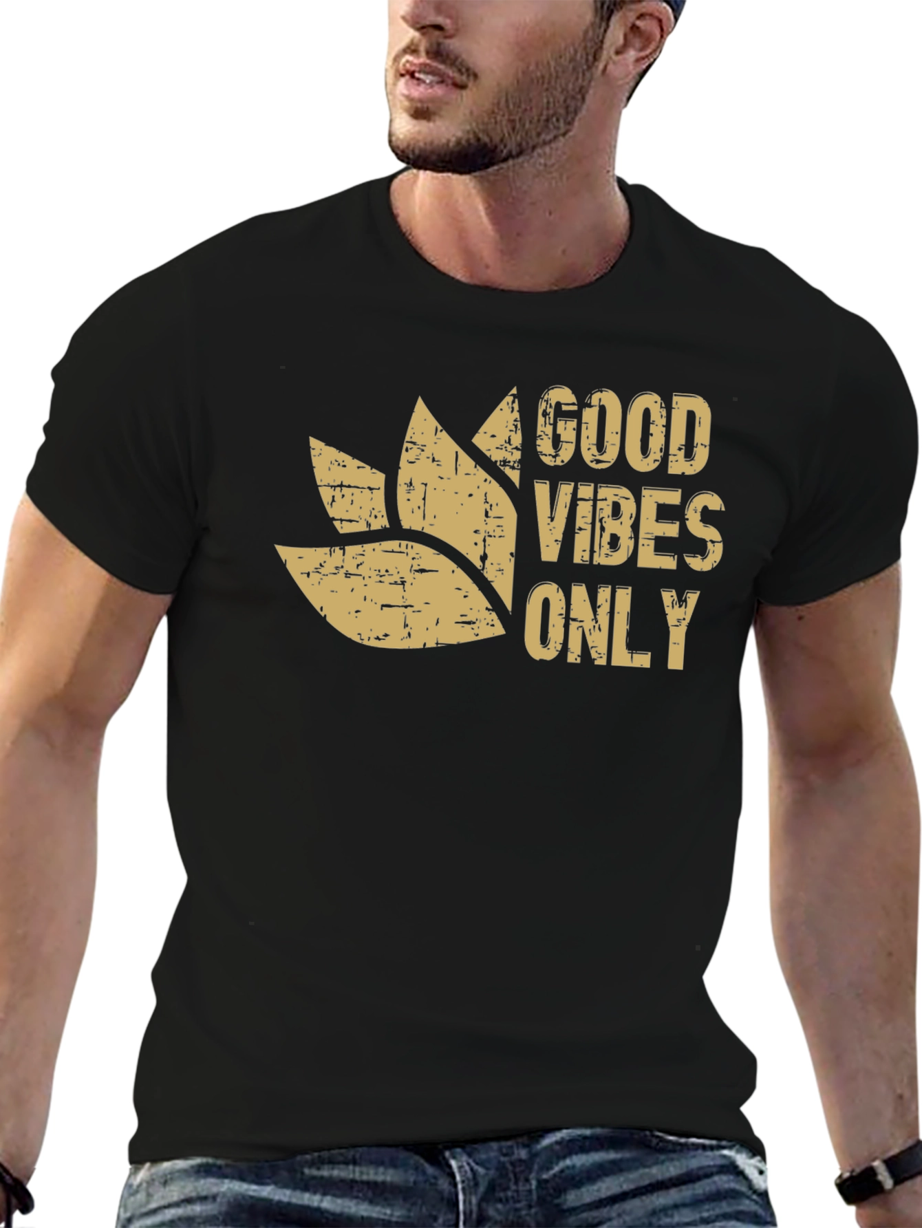 Good Vibes Only Graphic Tee - Black Cotton Blend