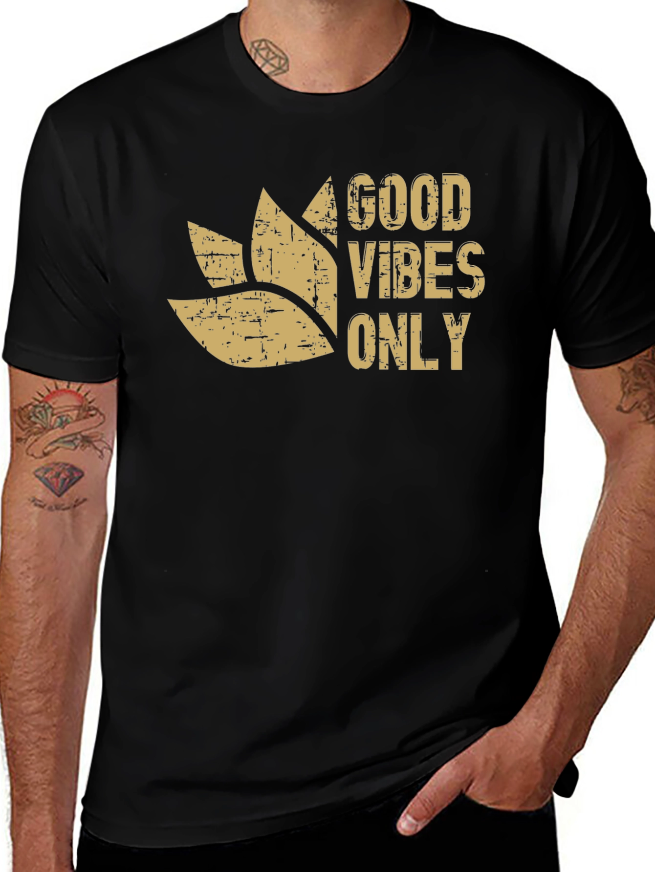 Good Vibes Only Graphic Tee - Black Cotton Blend