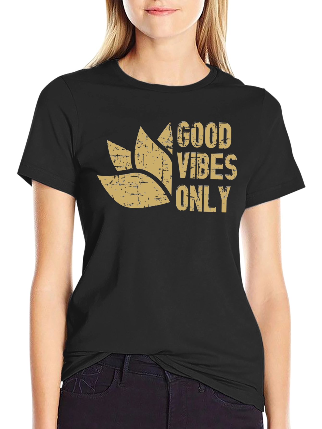 Good Vibes Only Graphic Tee - Black Cotton Blend