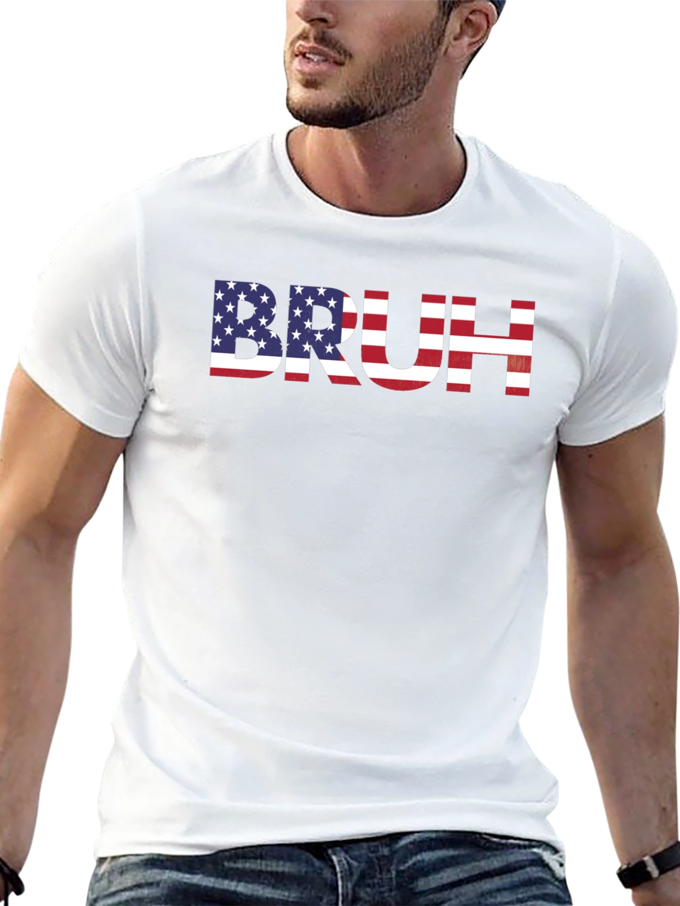 American Flag Bruh Graphic T-Shirt