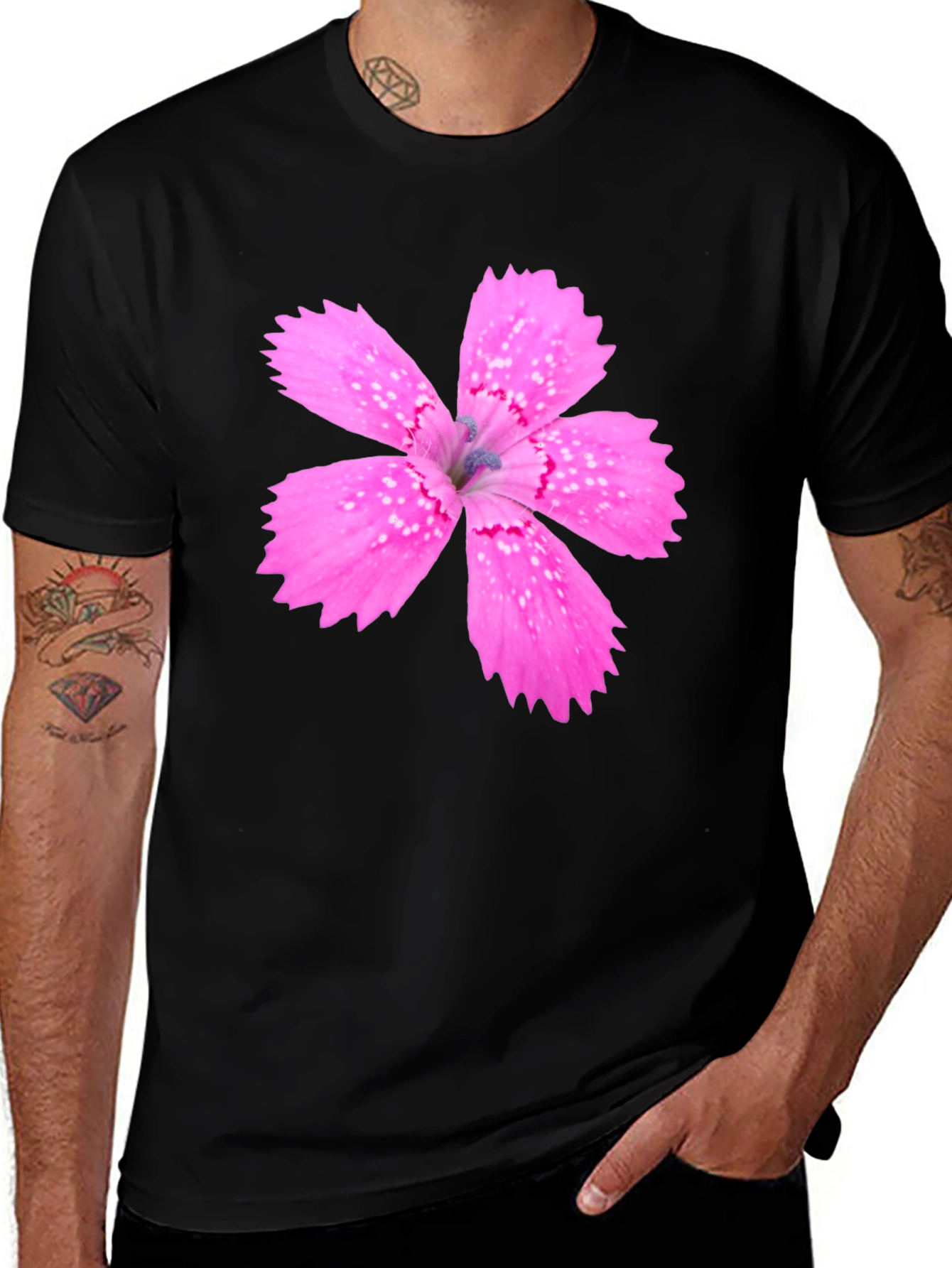Floral Print Black T-Shirt for Men
