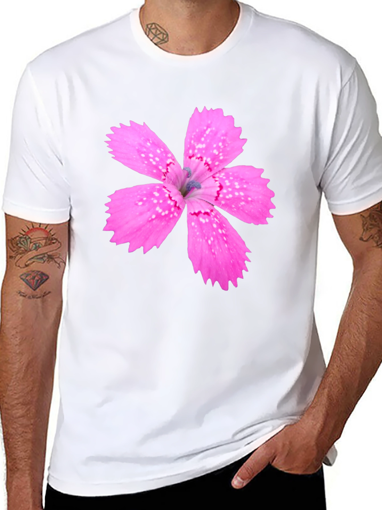 Floral Print Black T-Shirt for Men