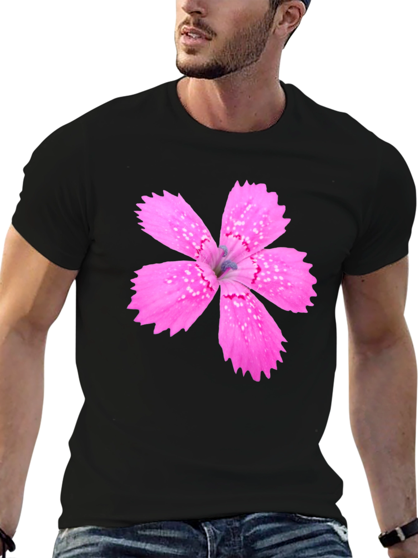 Floral Print Black T-Shirt for Men