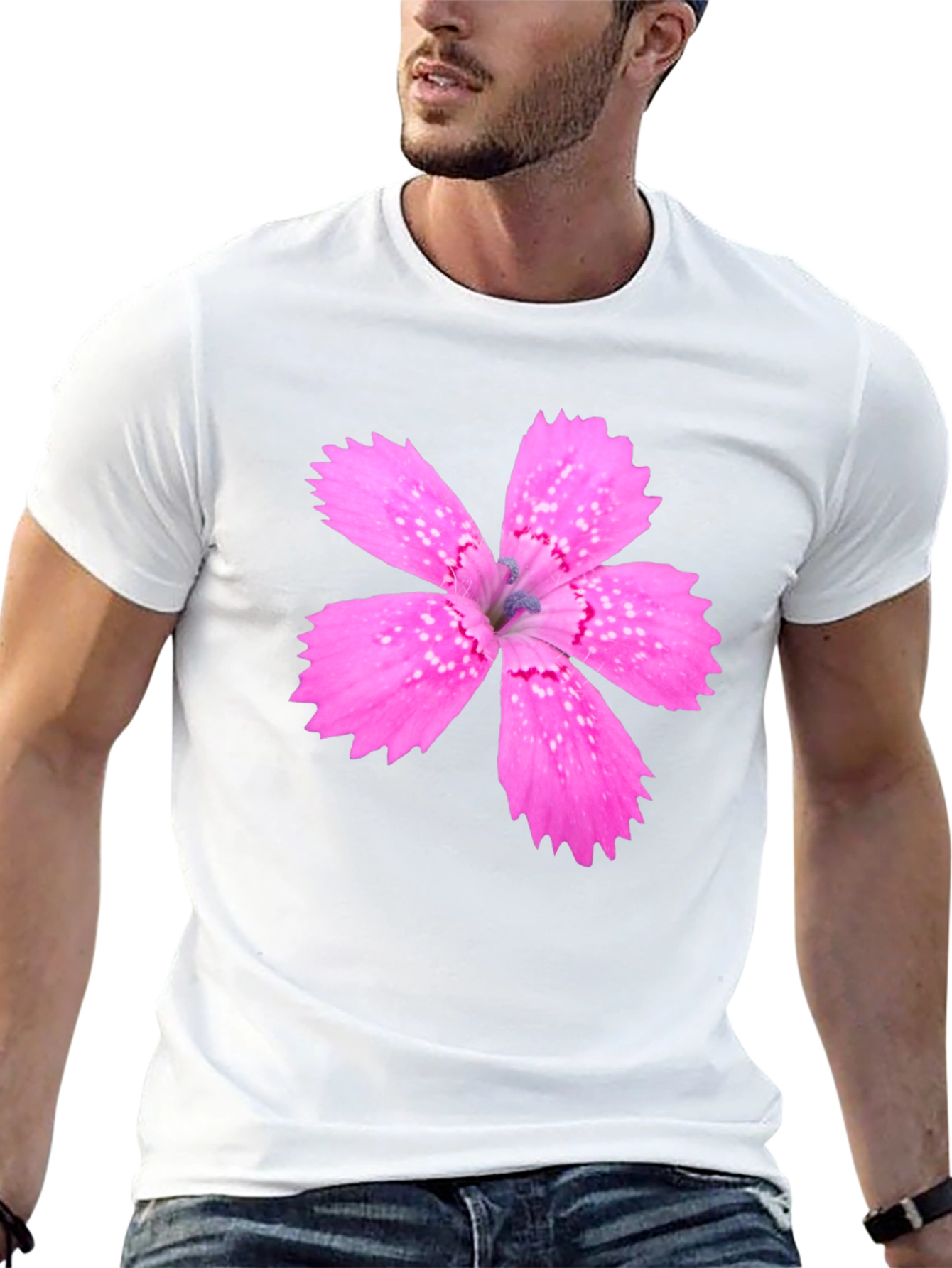 Floral Print Black T-Shirt for Men