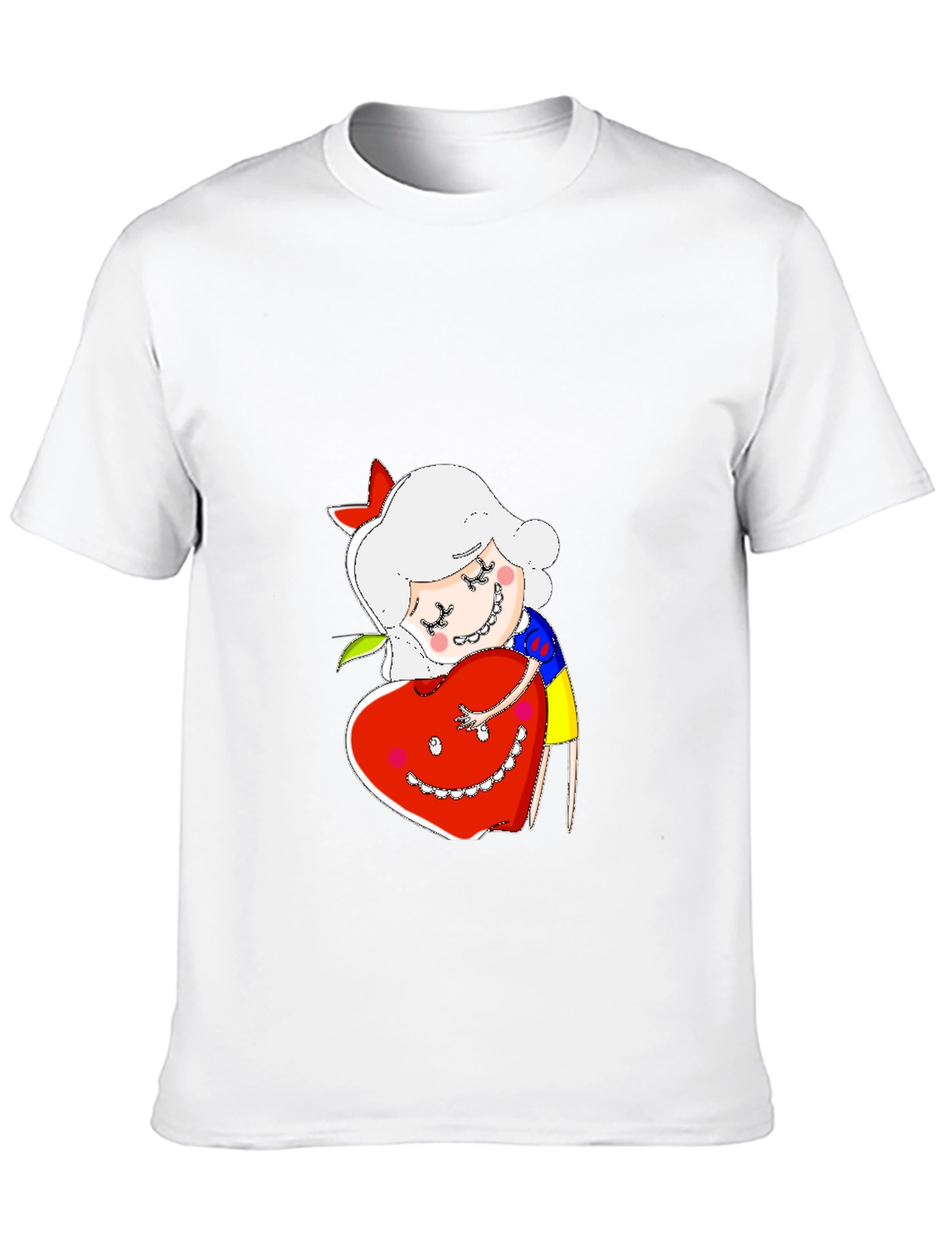 Cute Cartoon Character Hugs Heart T-Shirt