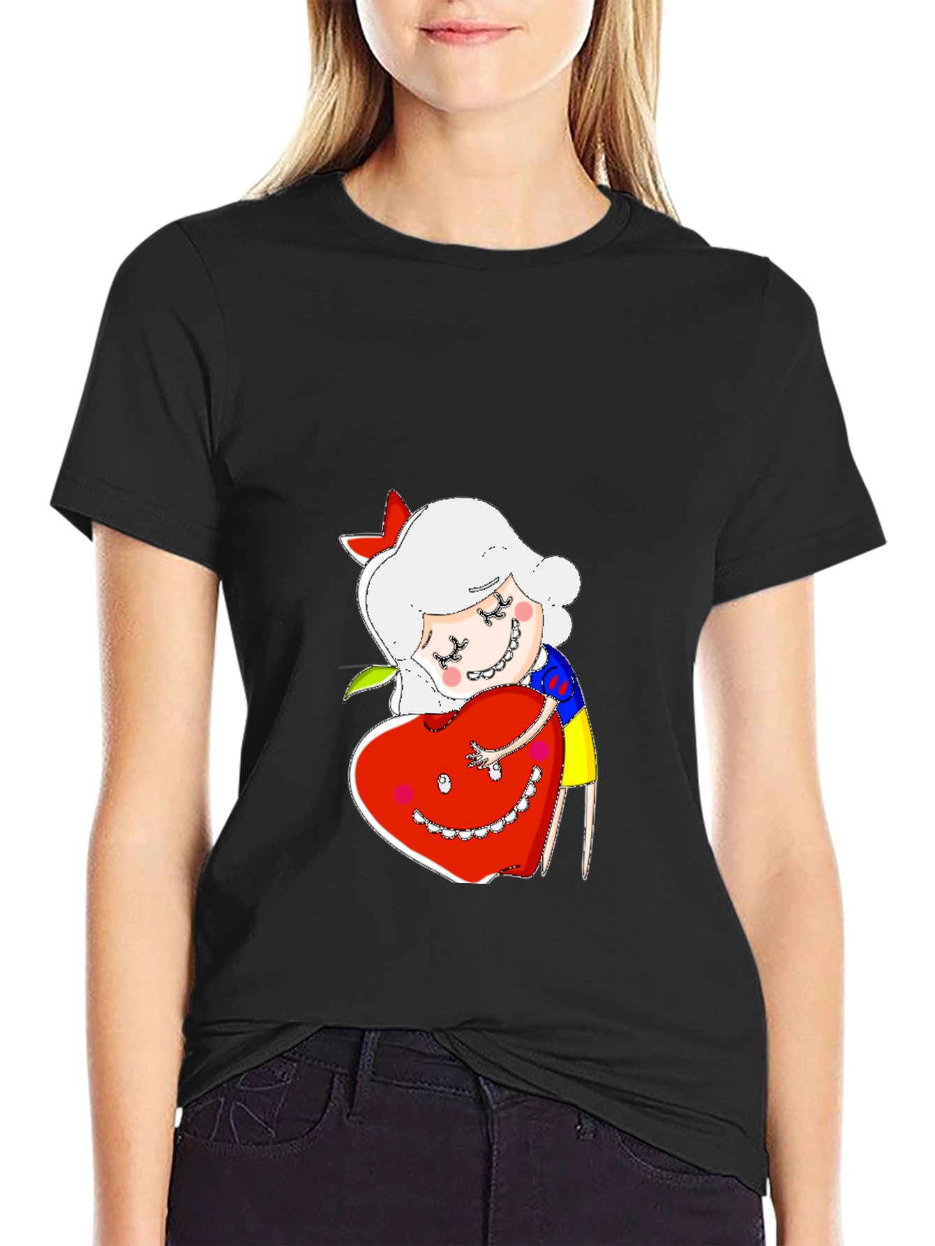 Cute Cartoon Character Hugs Heart T-Shirt