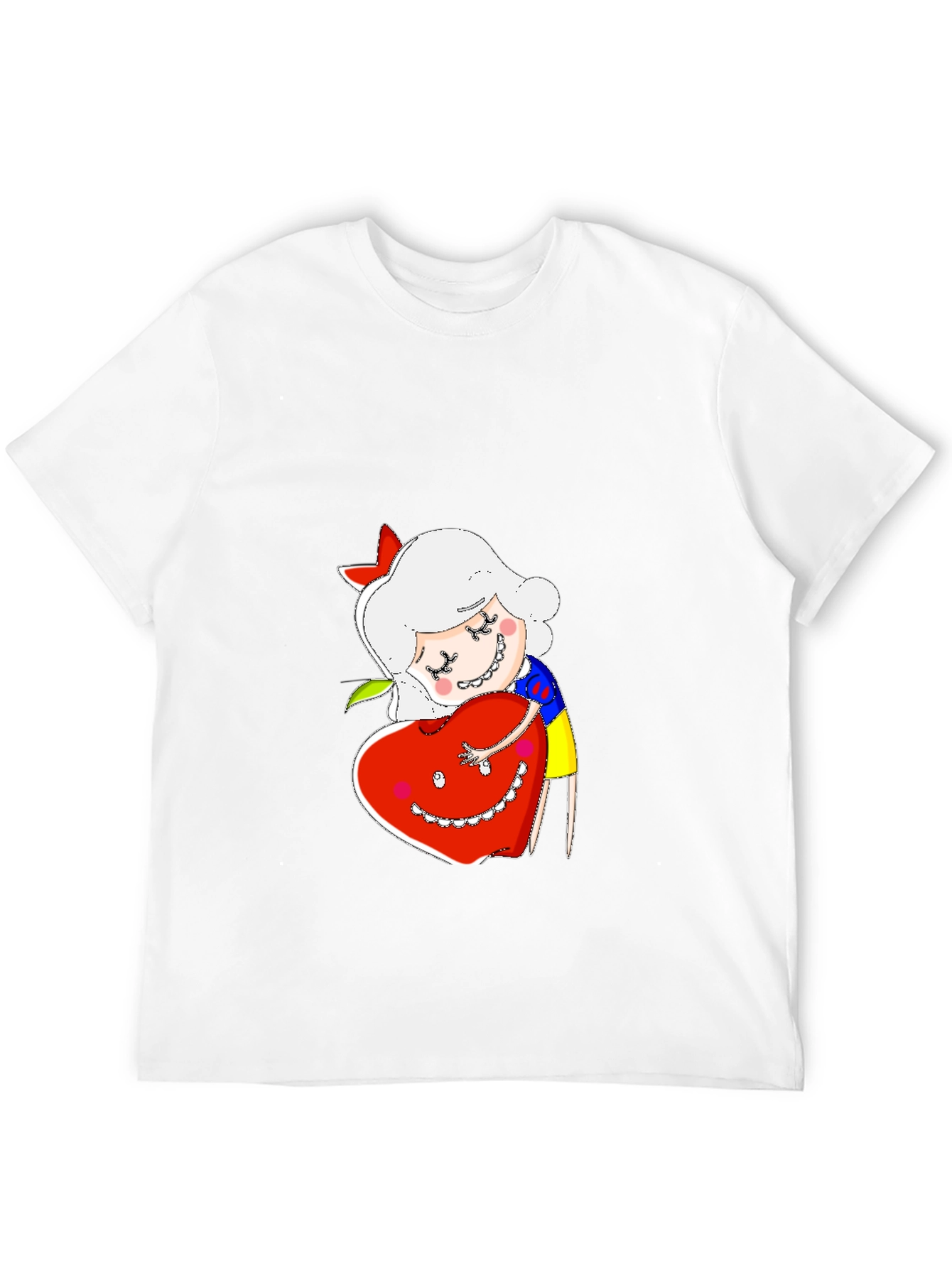 Cute Cartoon Character Hugs Heart T-Shirt