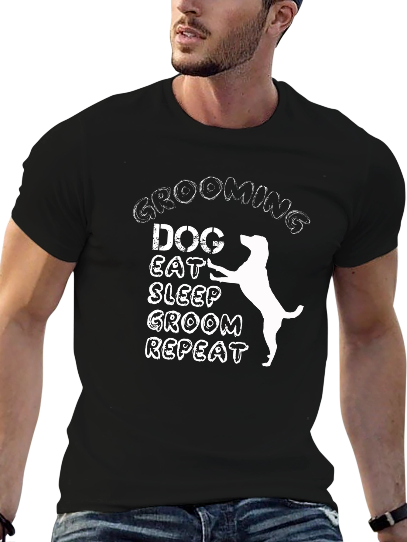 Dog Grooming T-Shirt: Eat Sleep Groom Repeat!