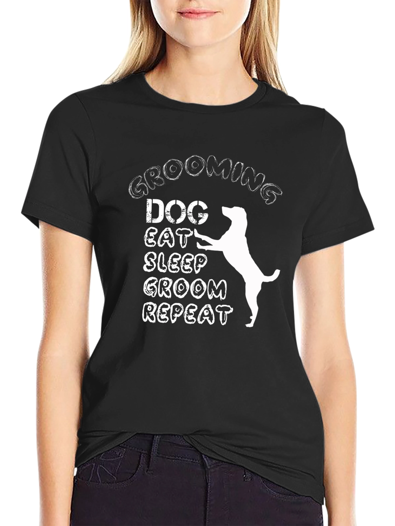 Dog Grooming T-Shirt: Eat Sleep Groom Repeat!