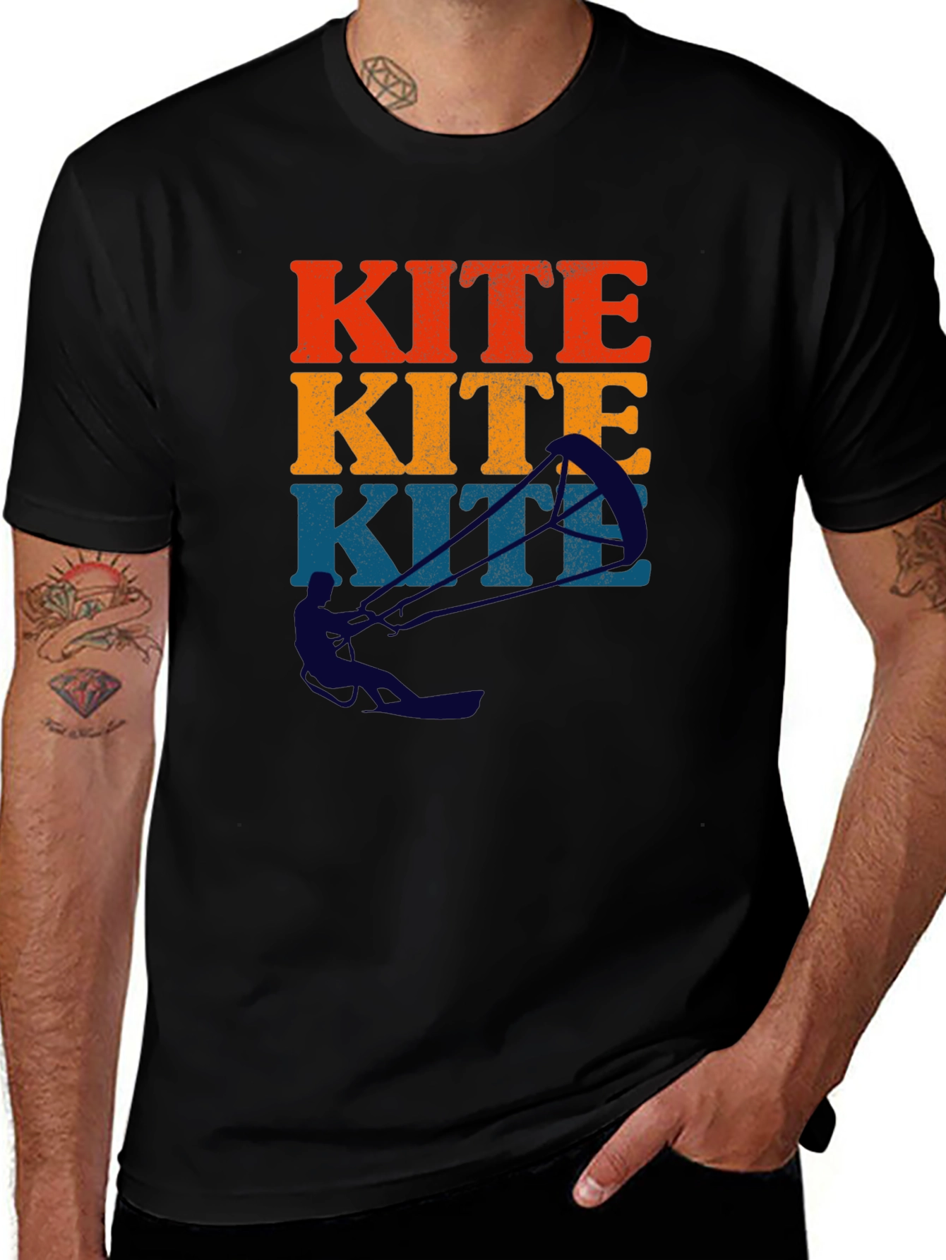Kite Surfing Retro Graphic T-Shirt