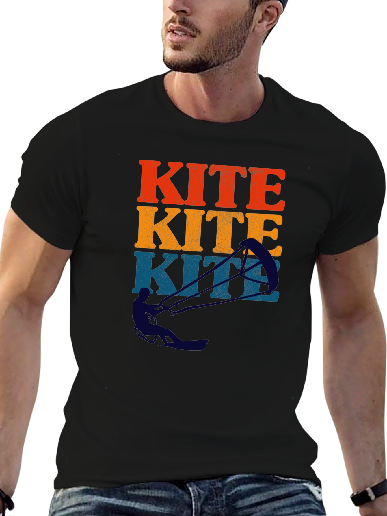 Kite Surfing Retro Graphic T-Shirt