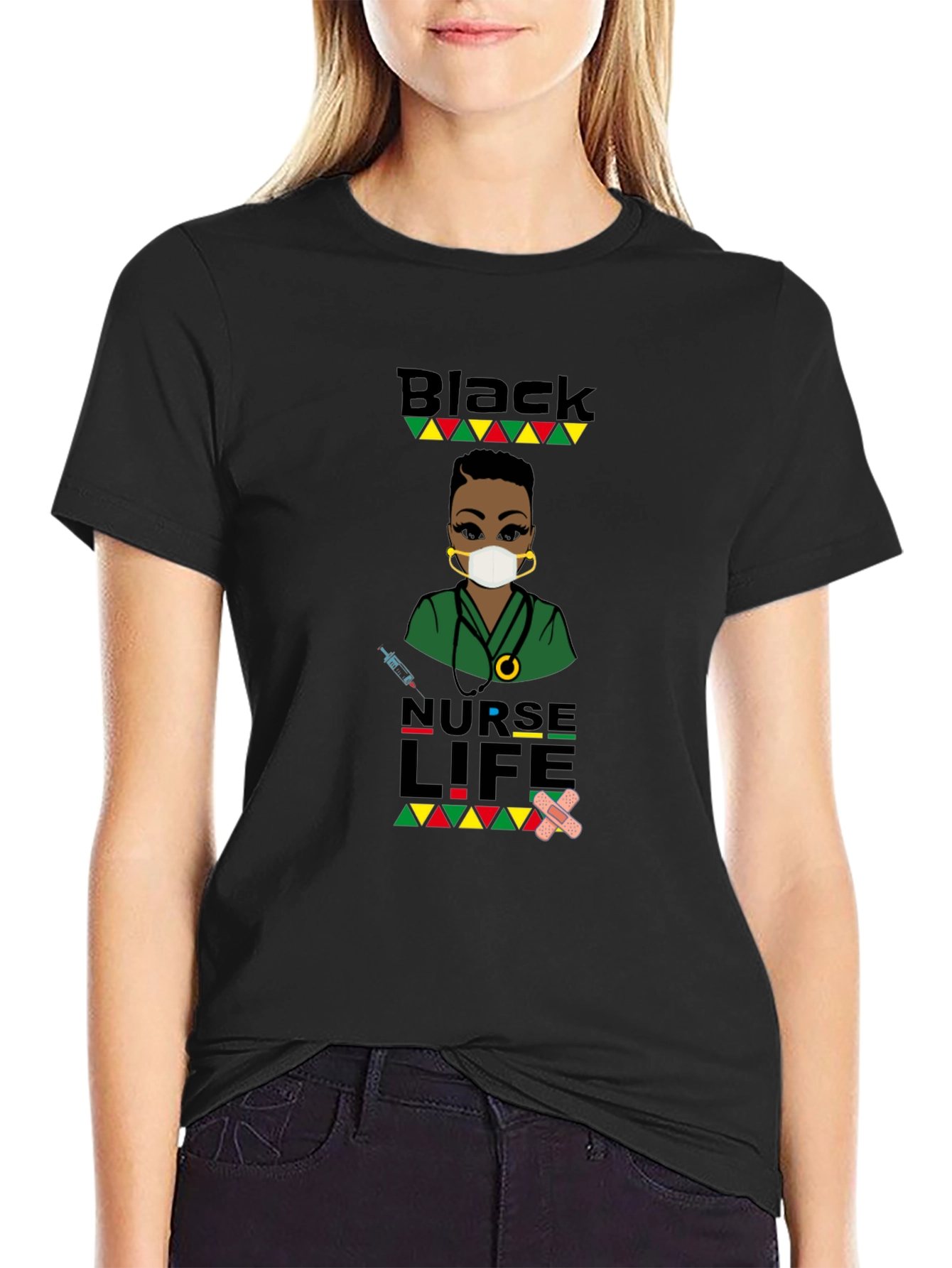 Black Nurse Life Graphic T-Shirt