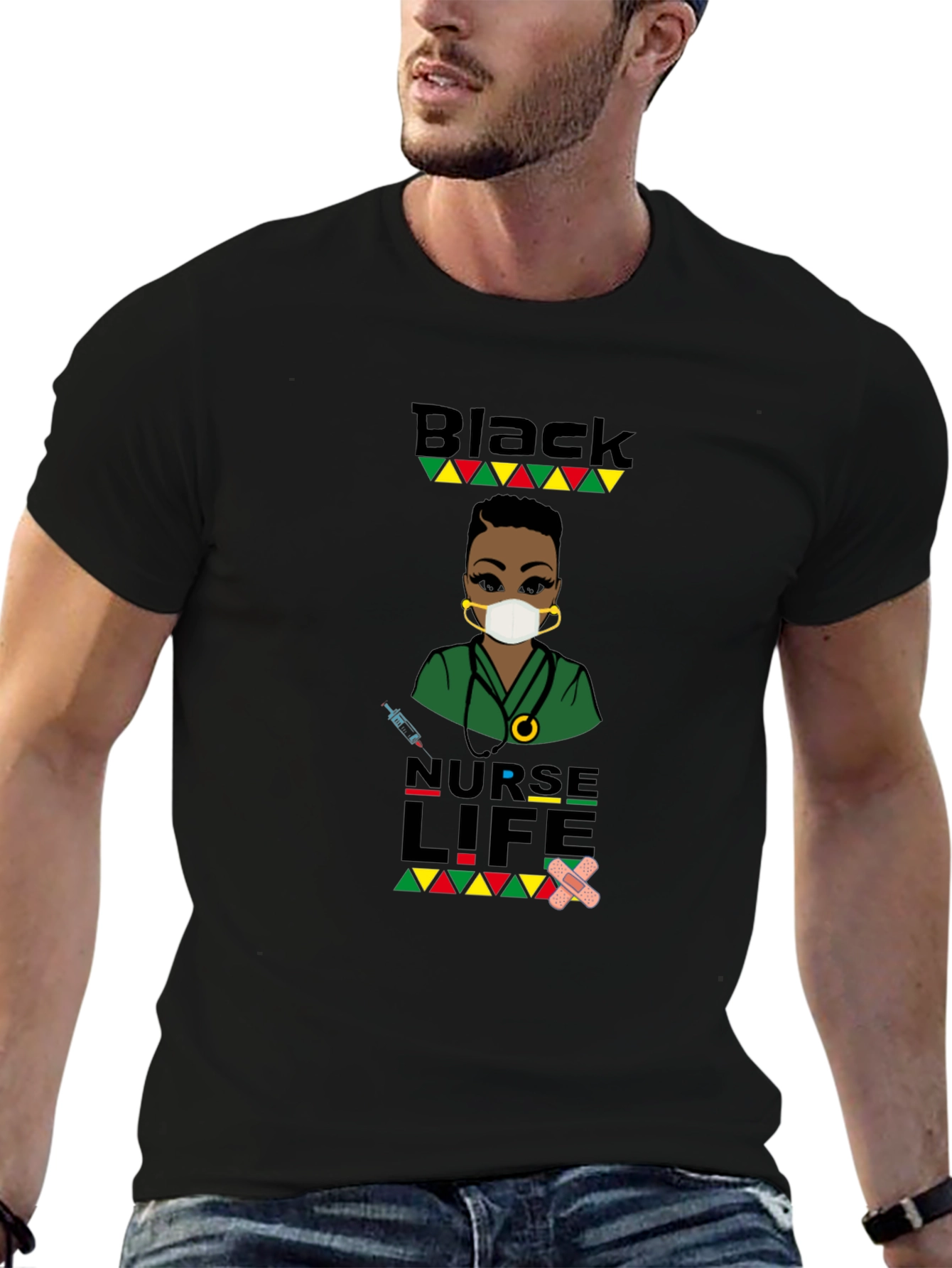 Black Nurse Life Graphic T-Shirt