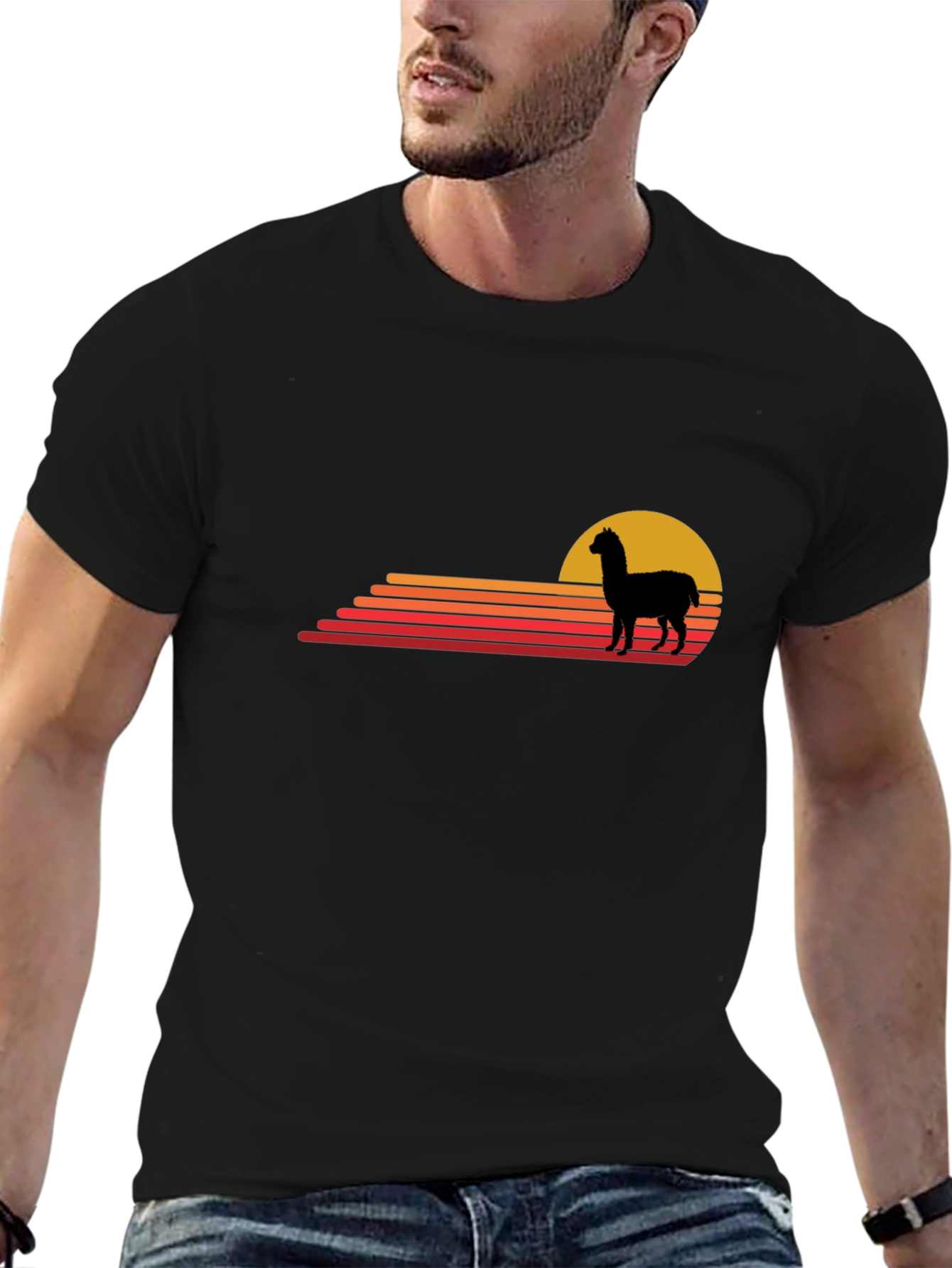 Alpaca Sunset Graphic Tee - Retro Style