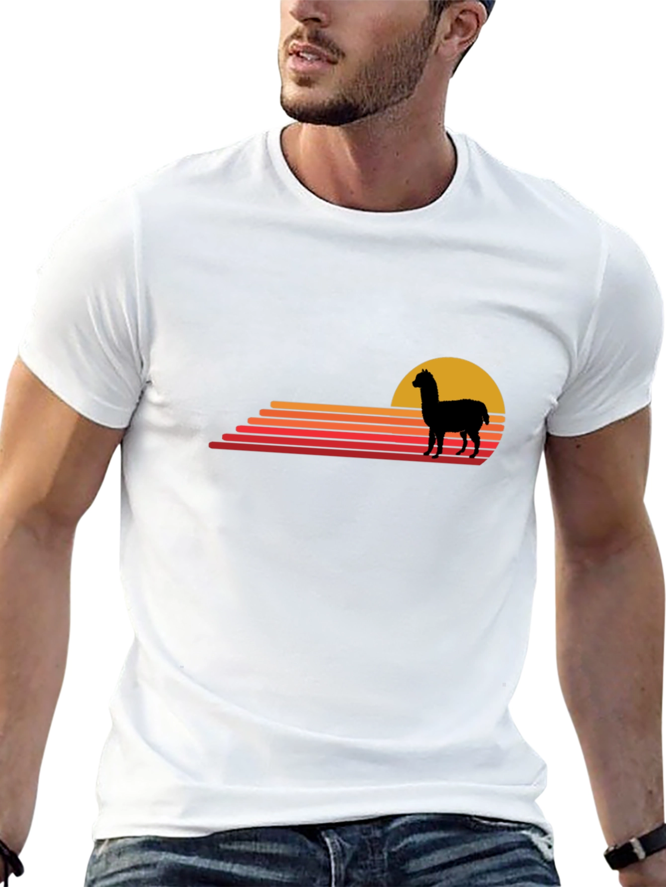 Alpaca Sunset Graphic Tee - Retro Style