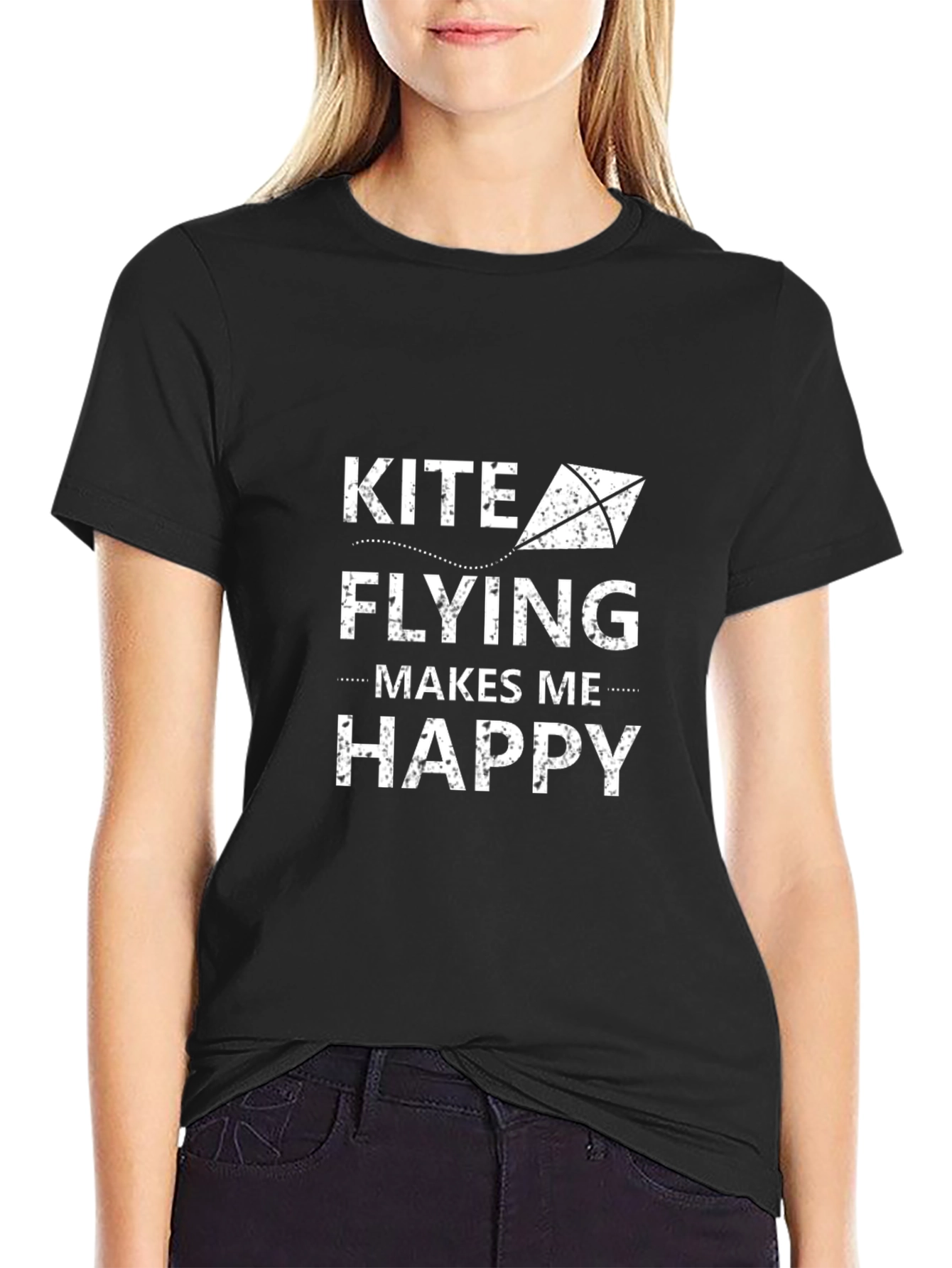 Kite Flying Makes Me Happy Black Graphic Tee