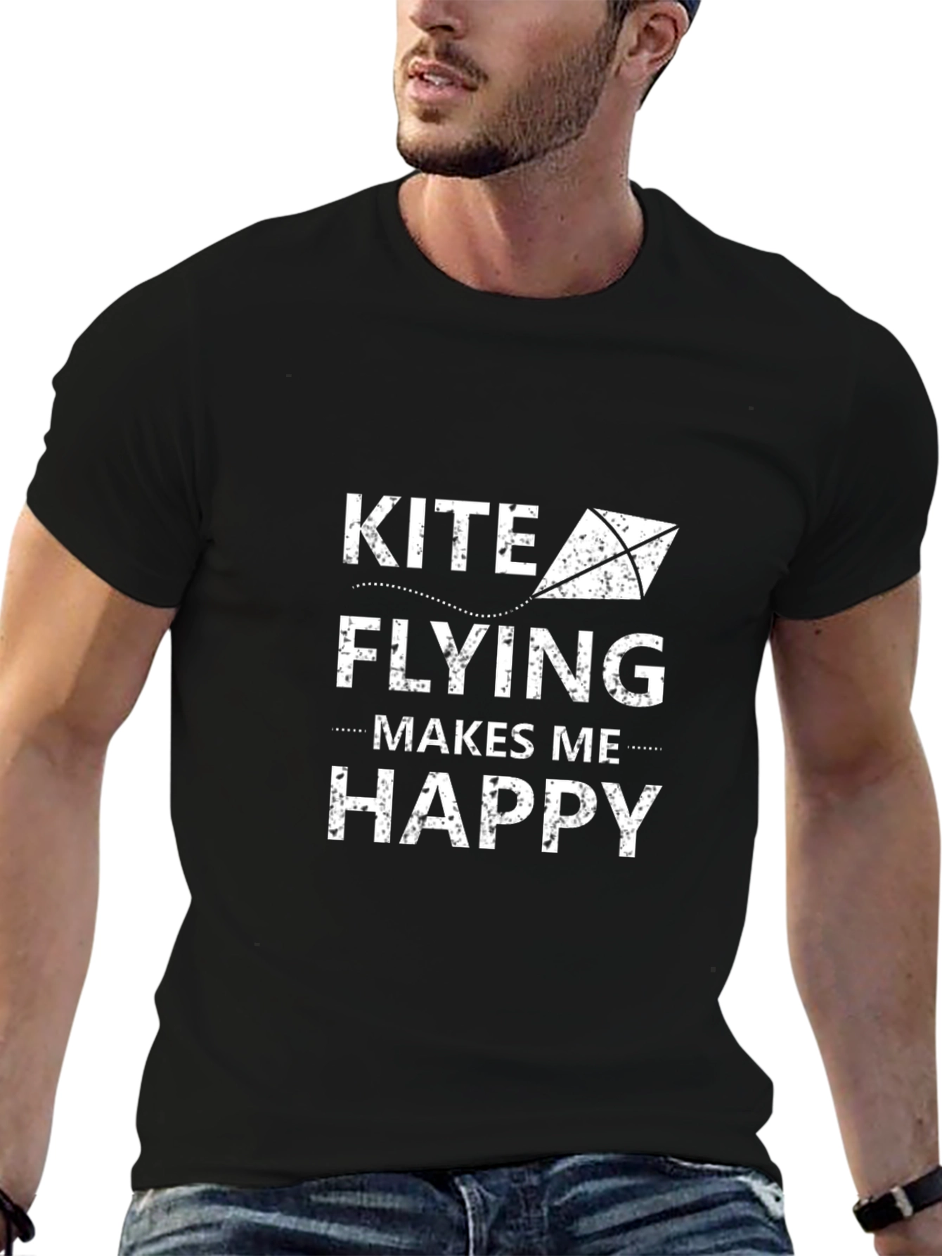 Kite Flying Makes Me Happy Black Graphic Tee
