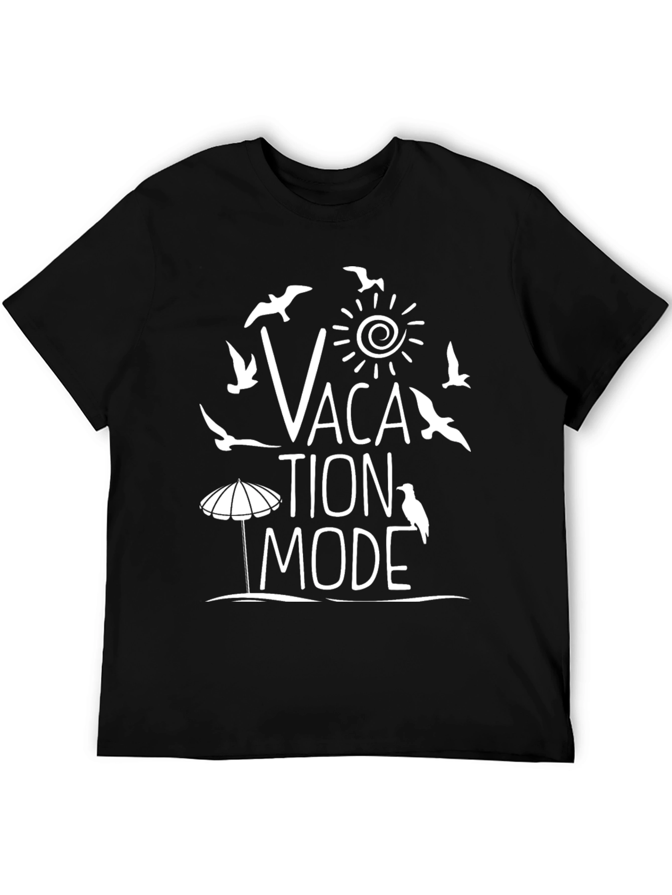 Vacation Mode T-Shirt - Mens Black Crew Neck