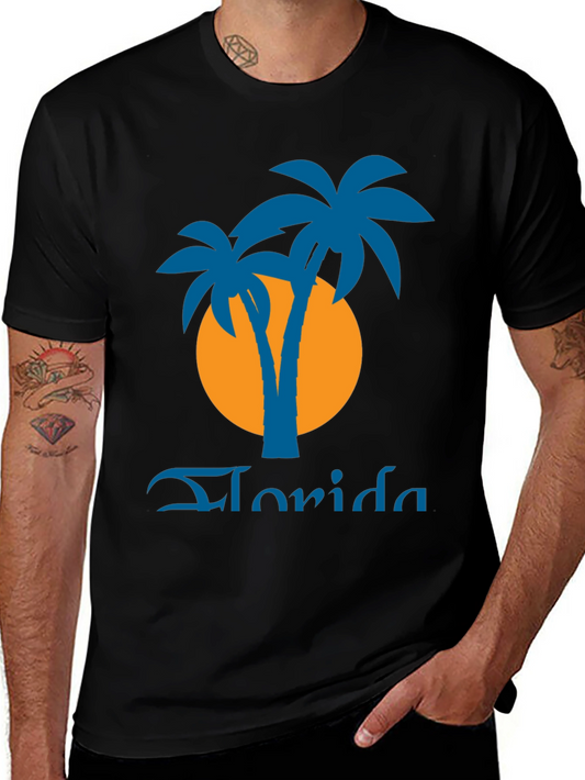 Florida Palms Graphic Tee - Black Tropical Shirt