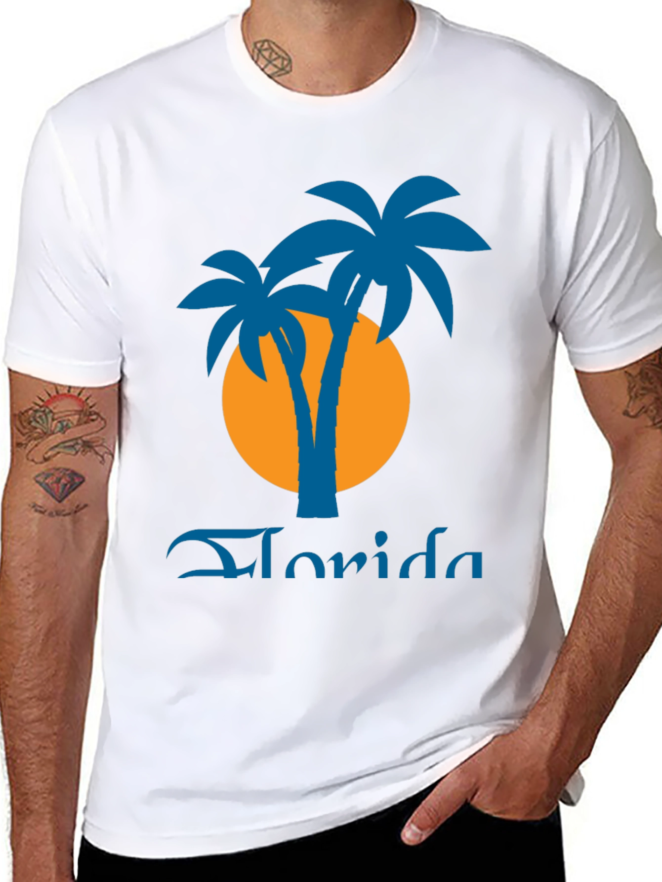 Florida Palms Graphic Tee - Black Tropical Shirt