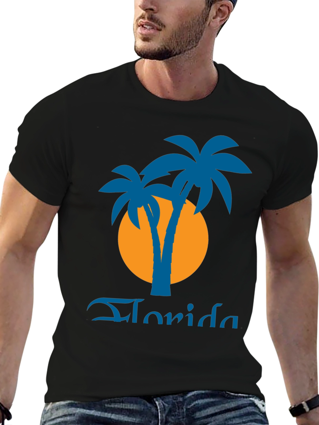 Florida Palms Graphic Tee - Black Tropical Shirt