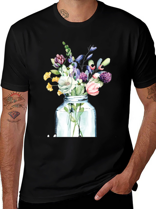 Floral Bouquet T-Shirt - Jar of Flowers Graphic Tee
