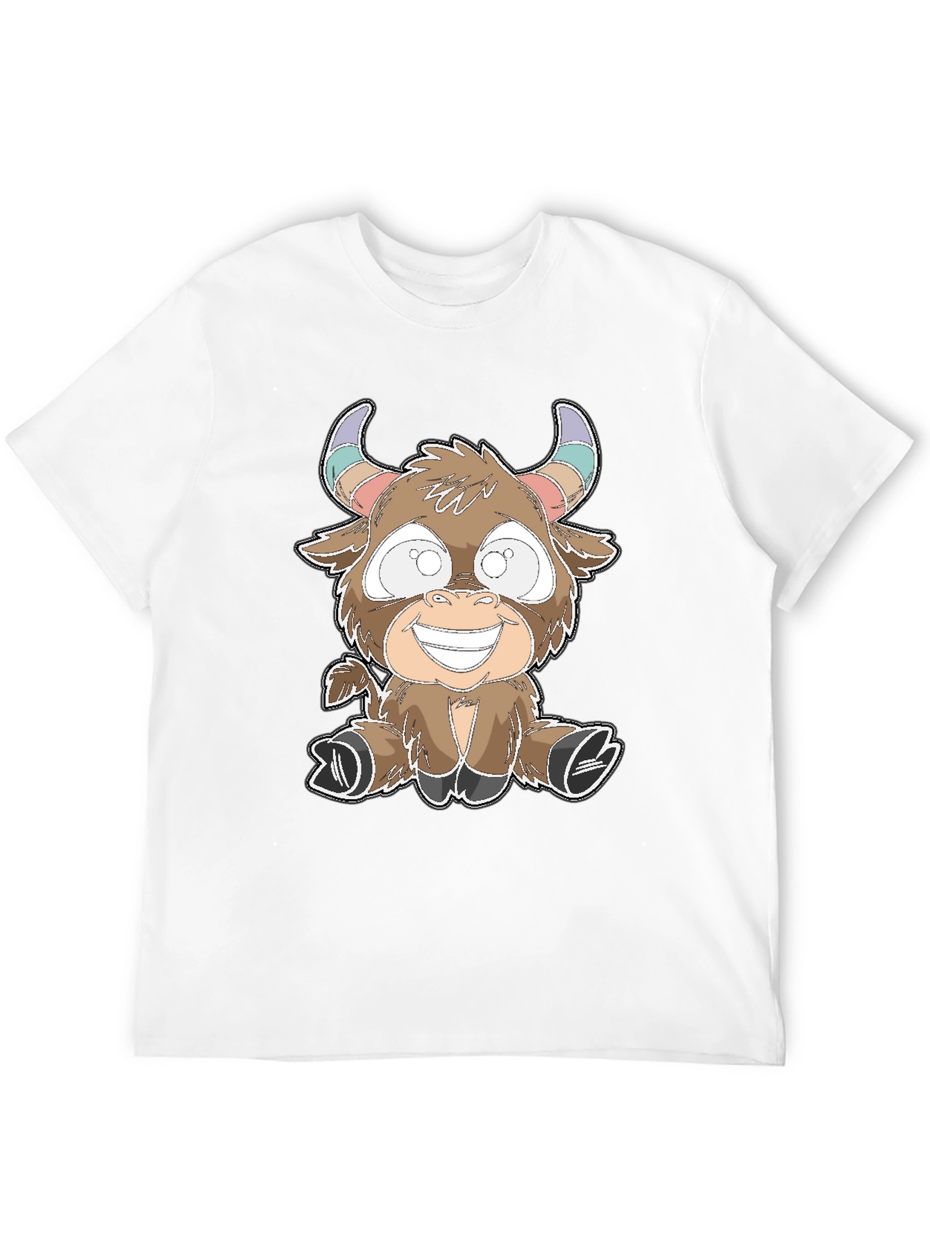 Cartoon Bull Graphic Tee - Soft Cotton Blend