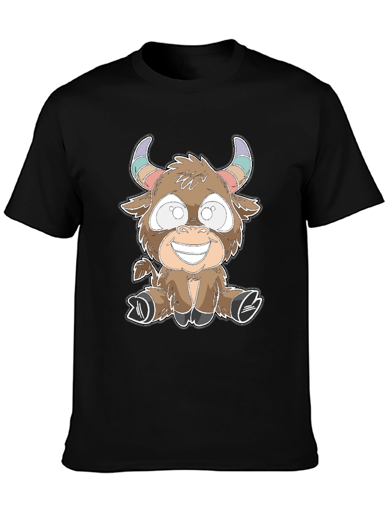 Cartoon Bull Graphic Tee - Soft Cotton Blend