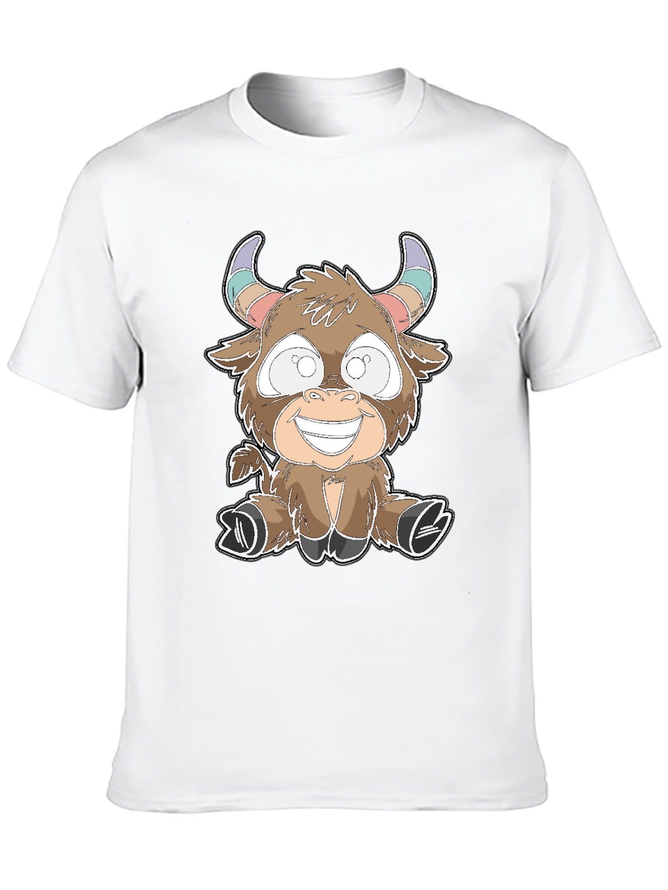 Cartoon Bull Graphic Tee - Soft Cotton Blend