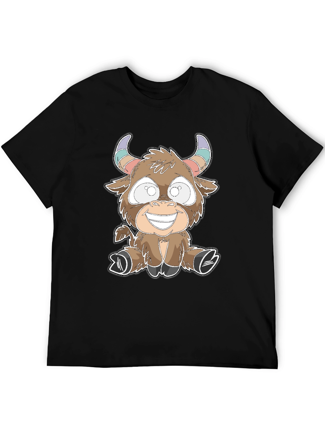 Cartoon Bull Graphic Tee - Soft Cotton Blend