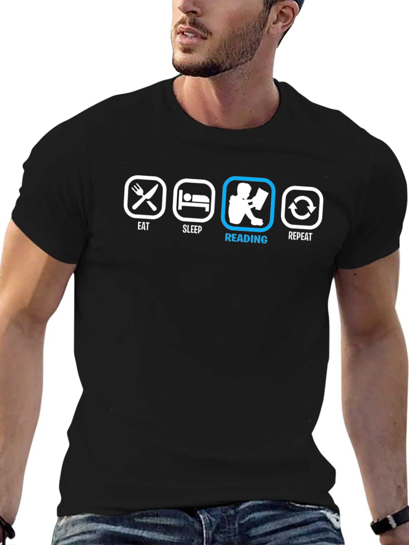 Eat Sleep Reading Repeat Black T-Shirt