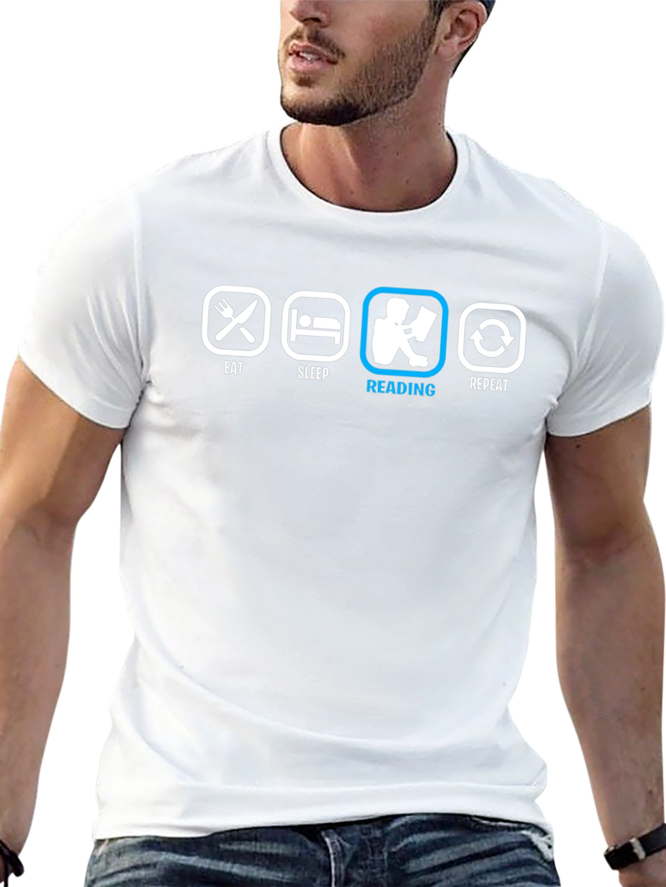 Eat Sleep Reading Repeat Black T-Shirt