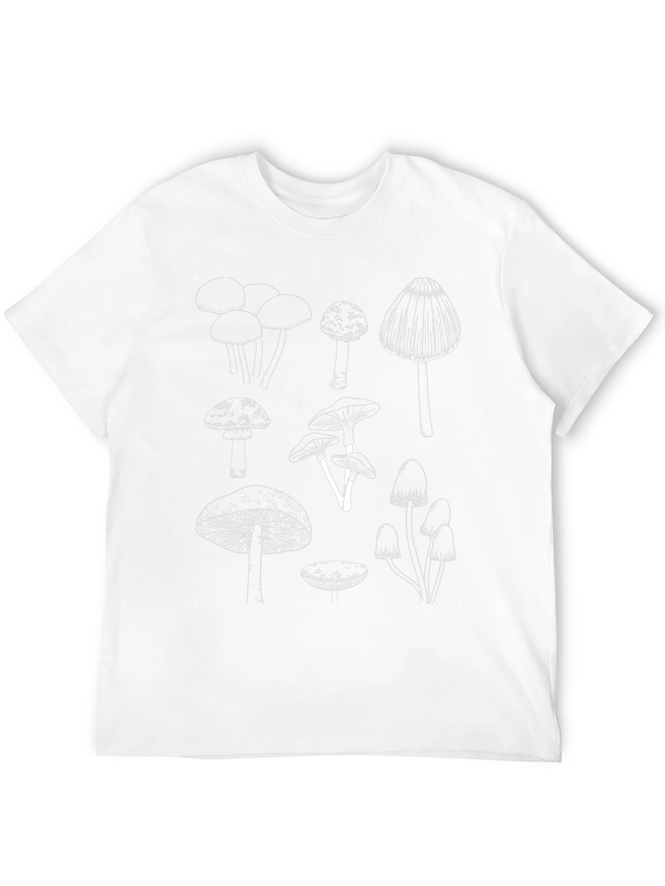 Mushroom Print Black T-Shirt - Unique Design