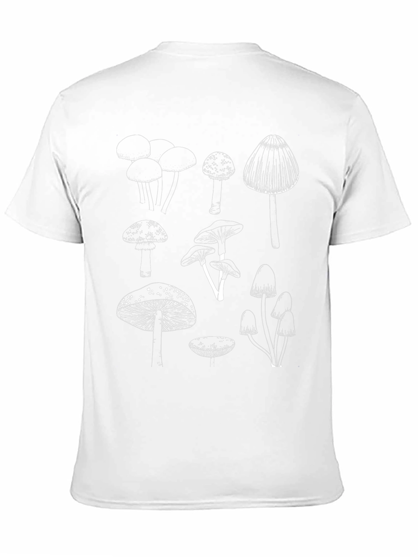 Mushroom Print Black T-Shirt - Unique Design