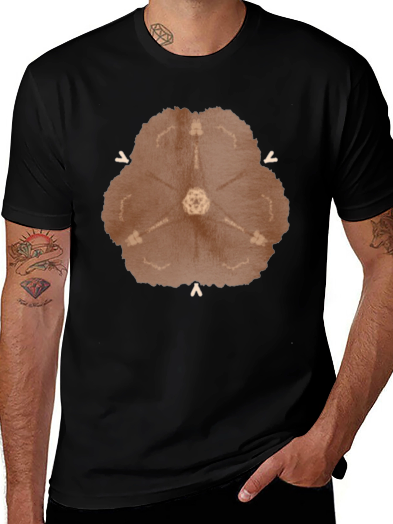 Abstract Radial Design Black T-Shirt