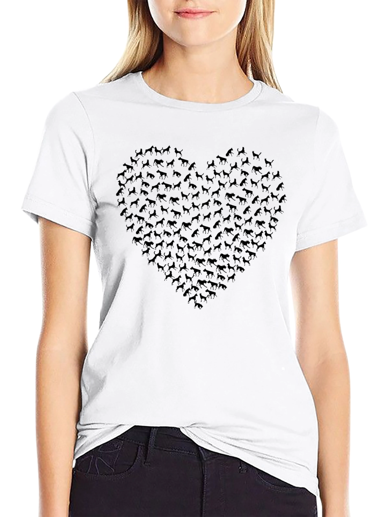 Dog Lover Heart Graphic Tee - Mens Black T-Shirt