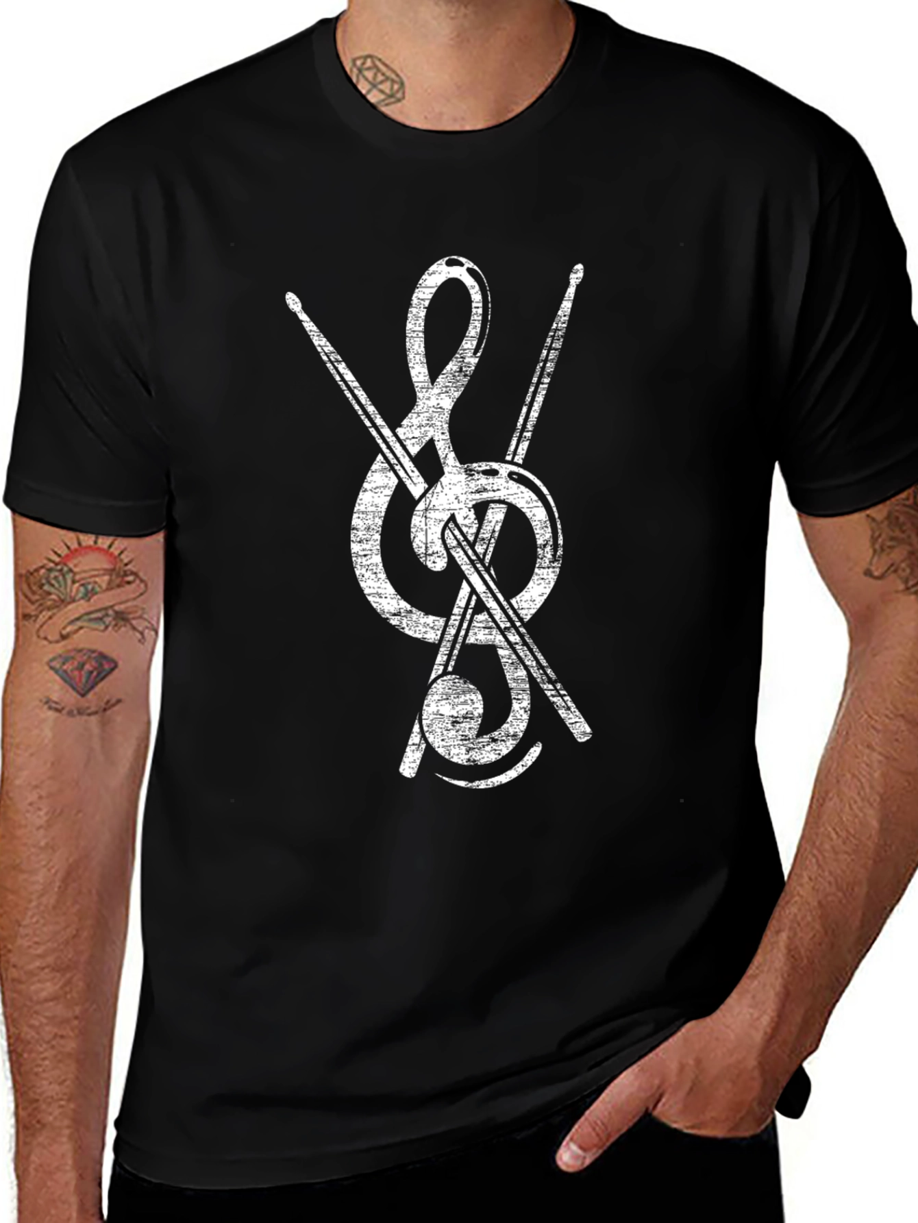Music Treble Clef Drummer T-Shirt