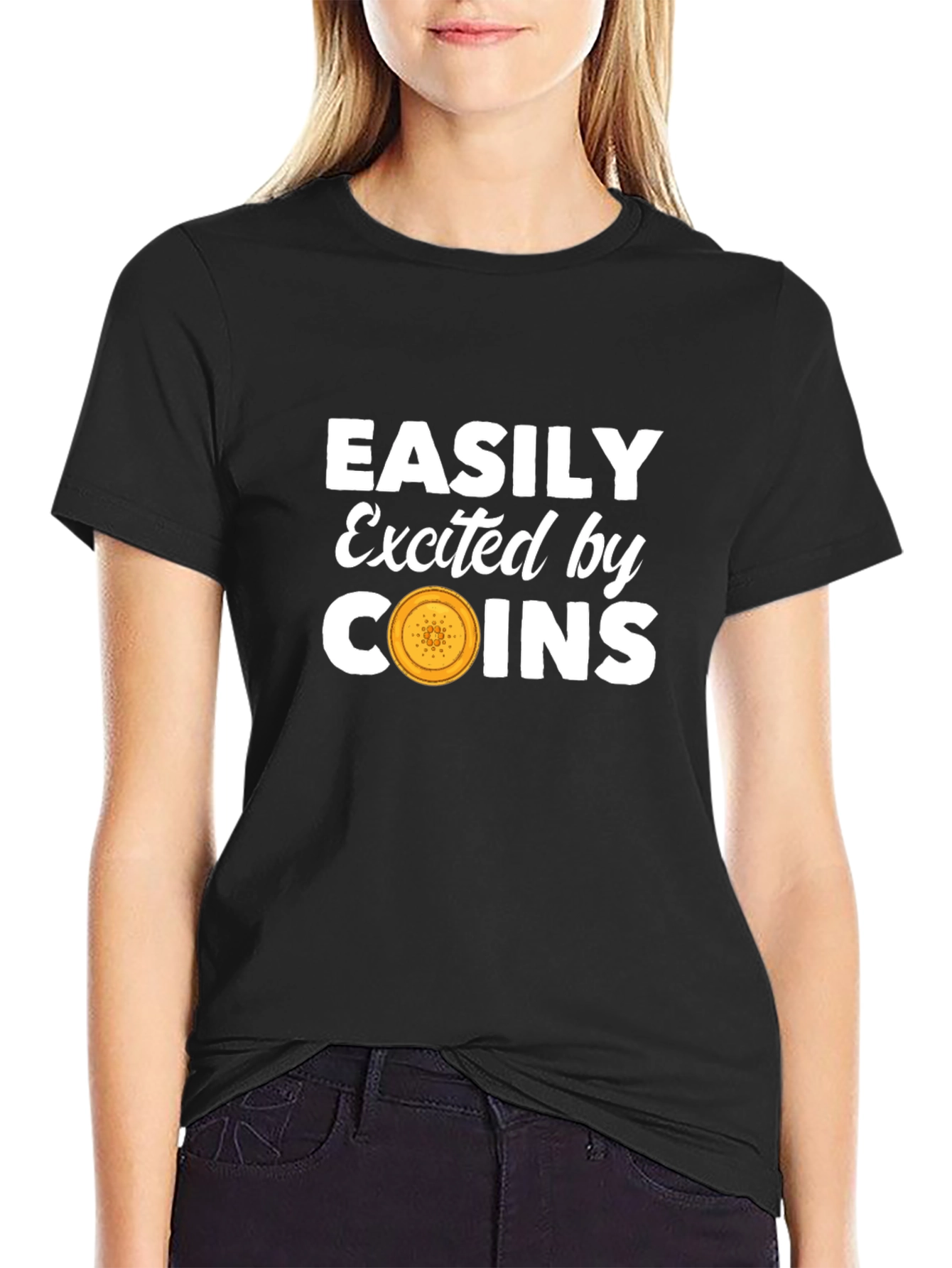 Easily Excited by Coins Black T-Shirt