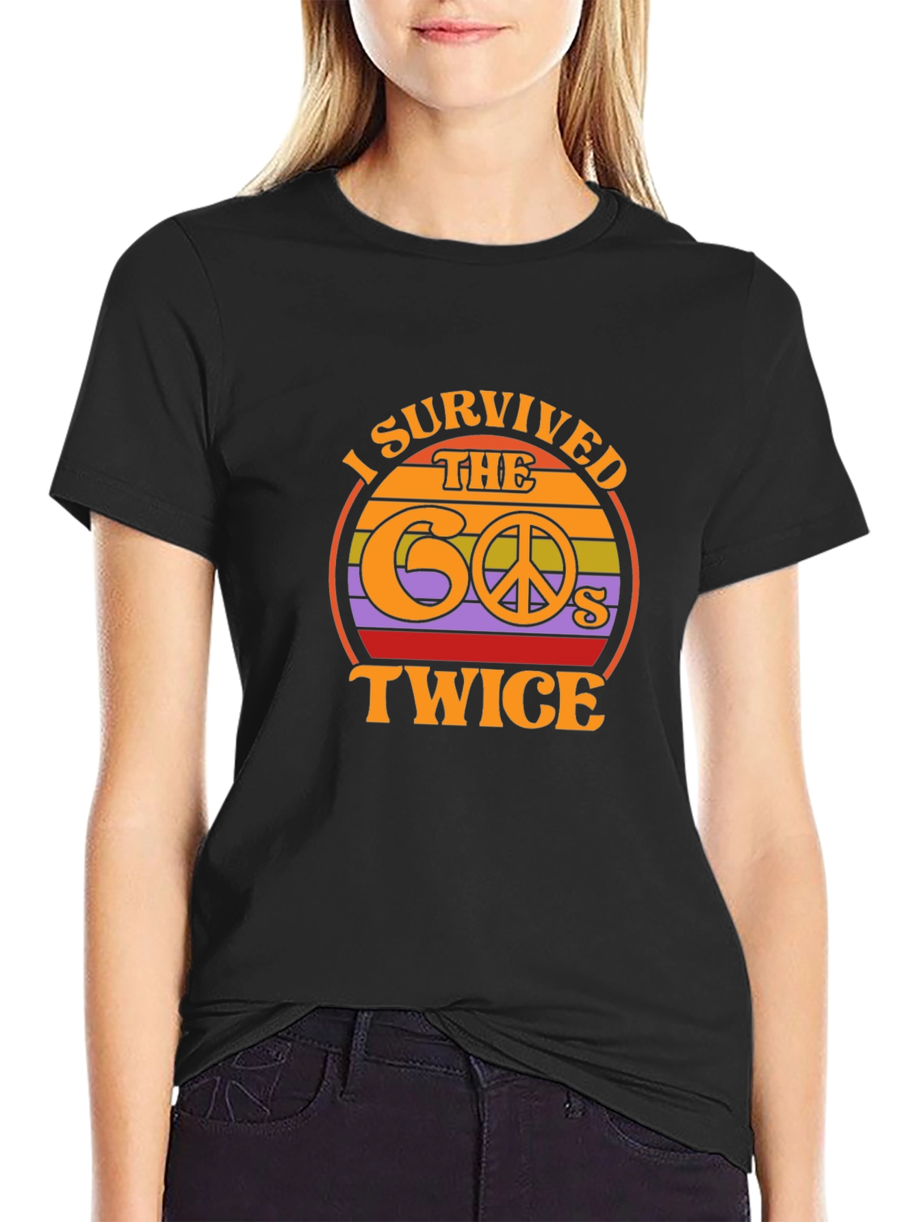 I Survived the 60s Twice Black Tee
