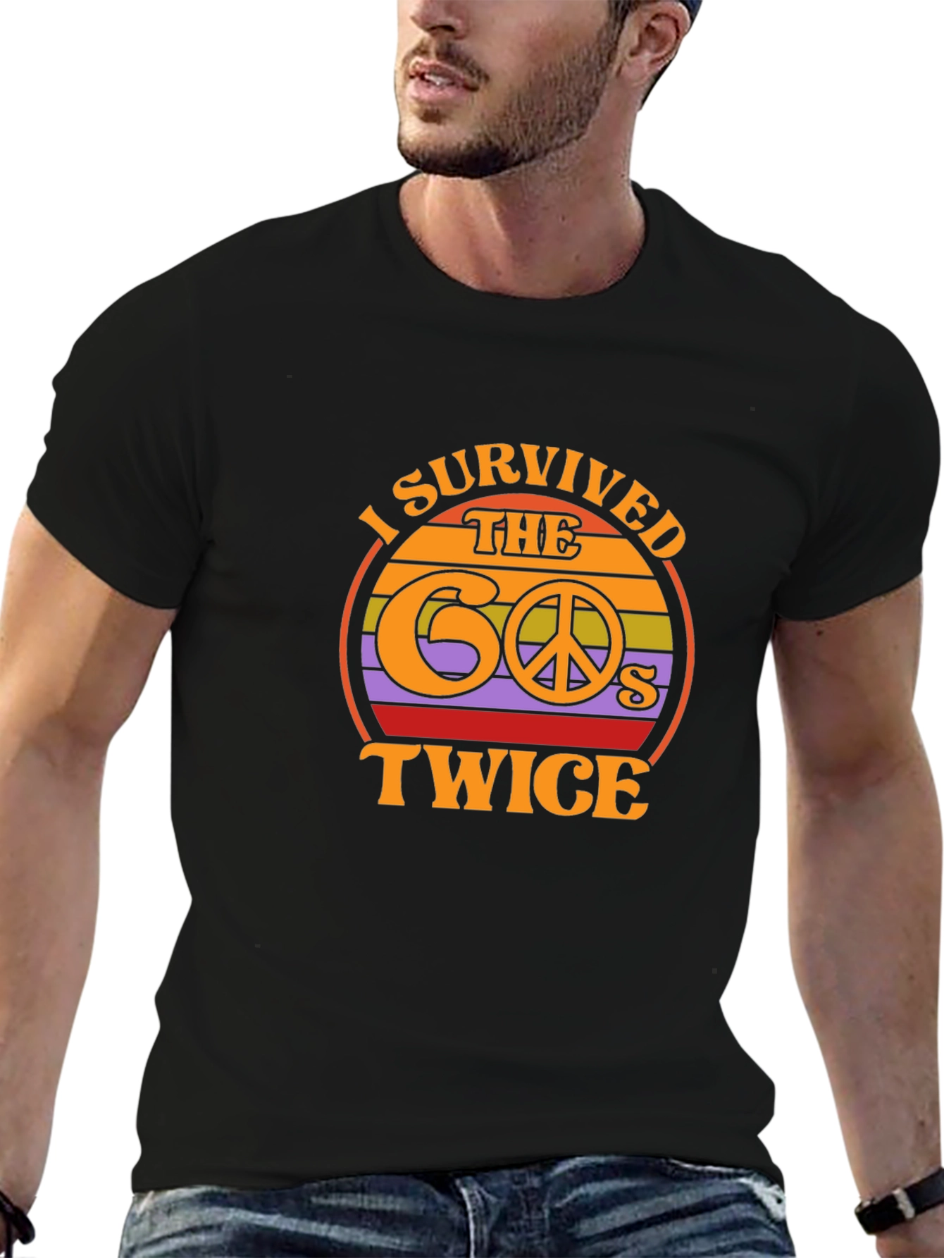 I Survived the 60s Twice Black Tee