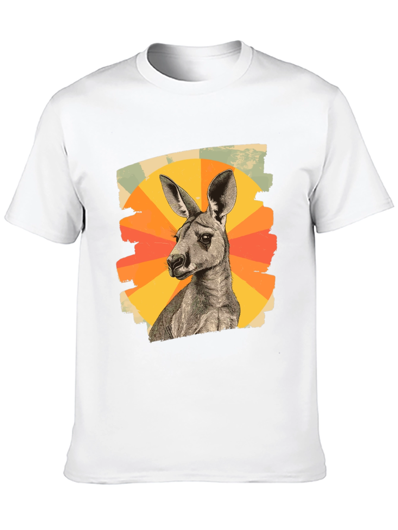 Retro Kangaroo Graphic Tee - Black Cotton Blend