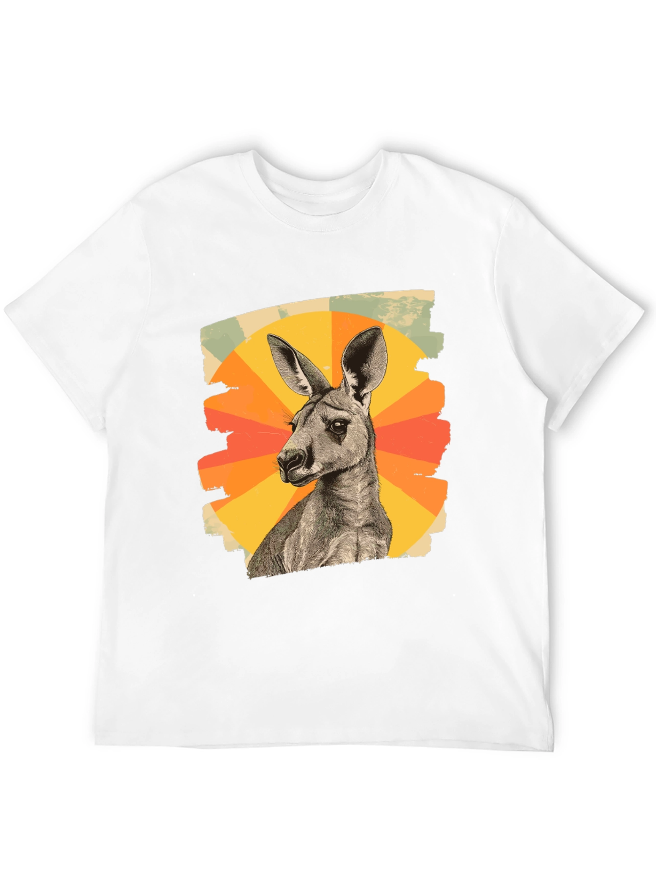 Retro Kangaroo Graphic Tee - Black Cotton Blend