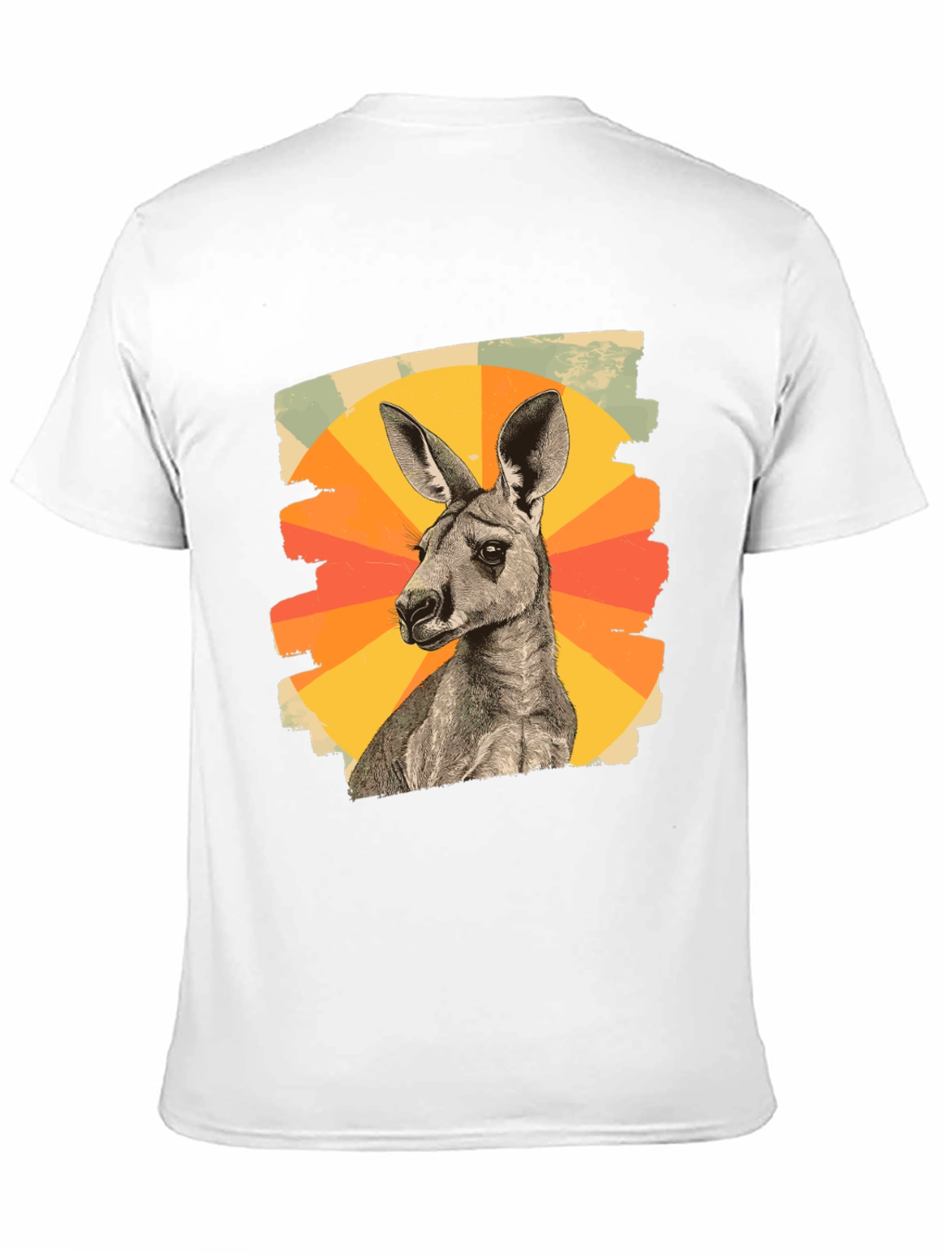 Retro Kangaroo Graphic Tee - Black Cotton Blend
